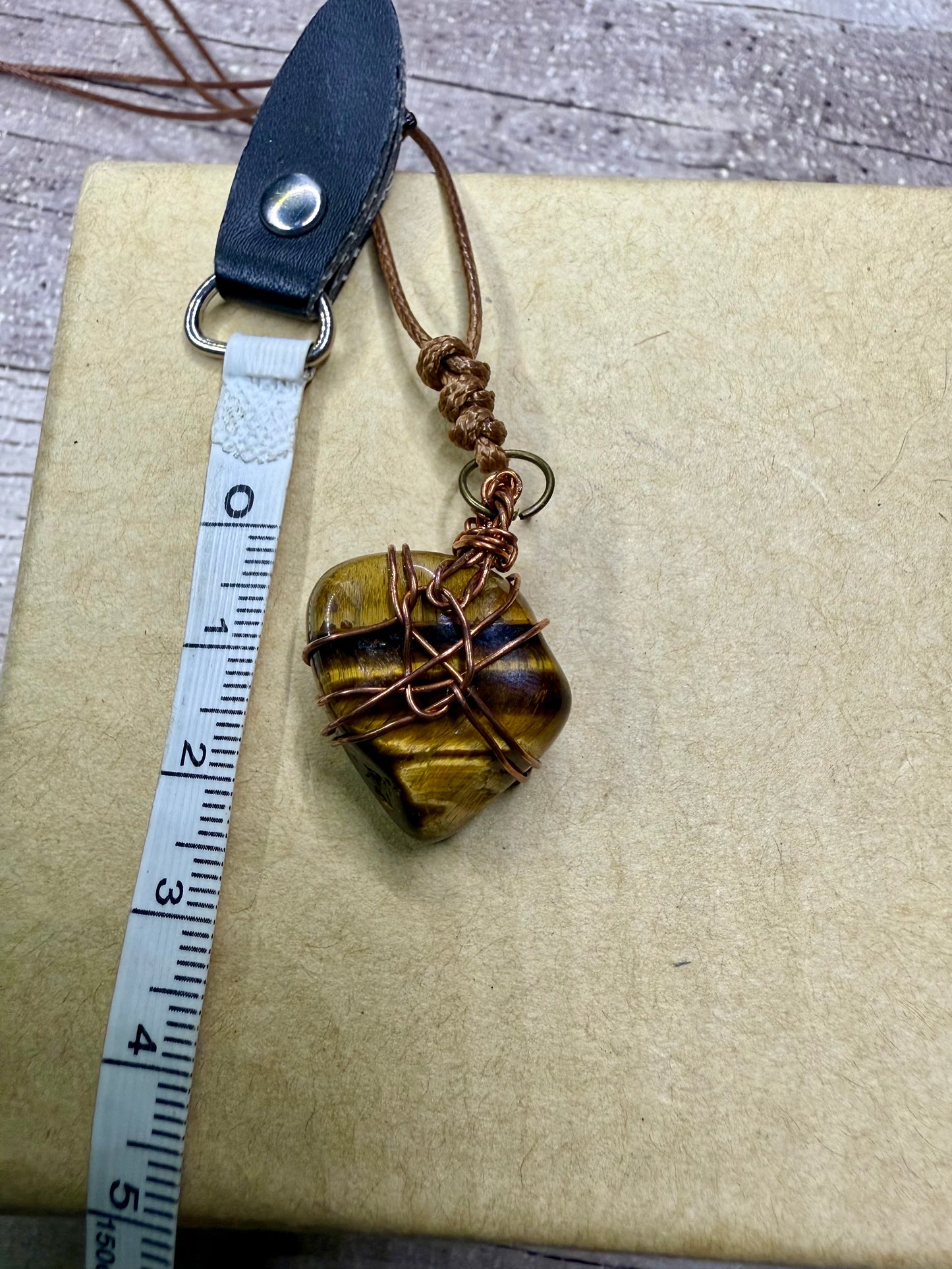 Tigers Eye Crystal Wrapped in Cooper - Necklace