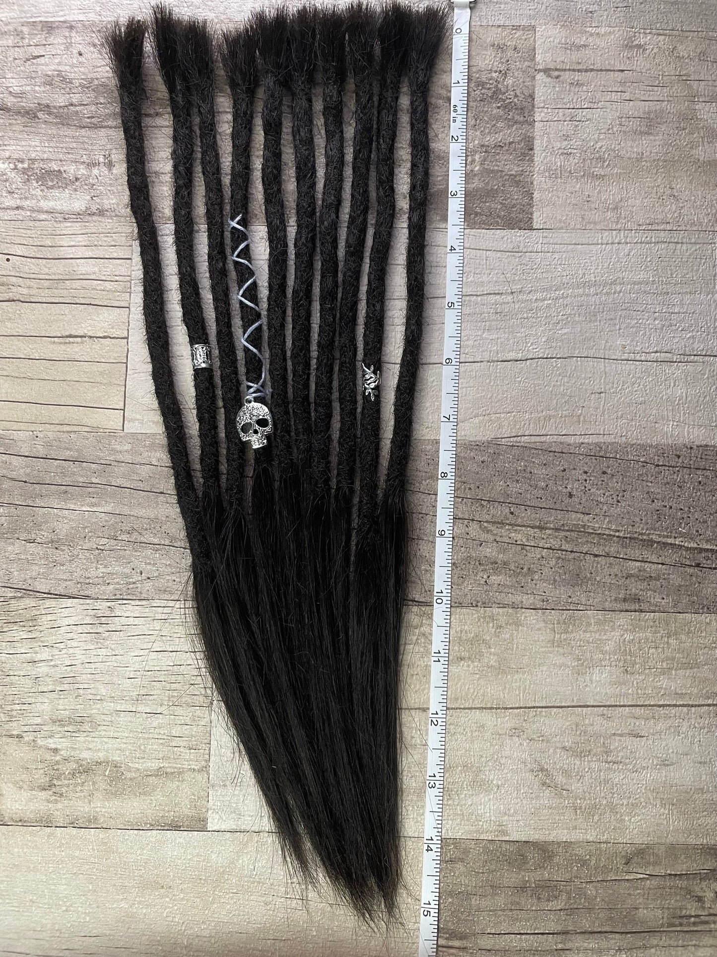 Black Yaki 15 Inch Decorated Extensions - Ceredigion Dreadlocks