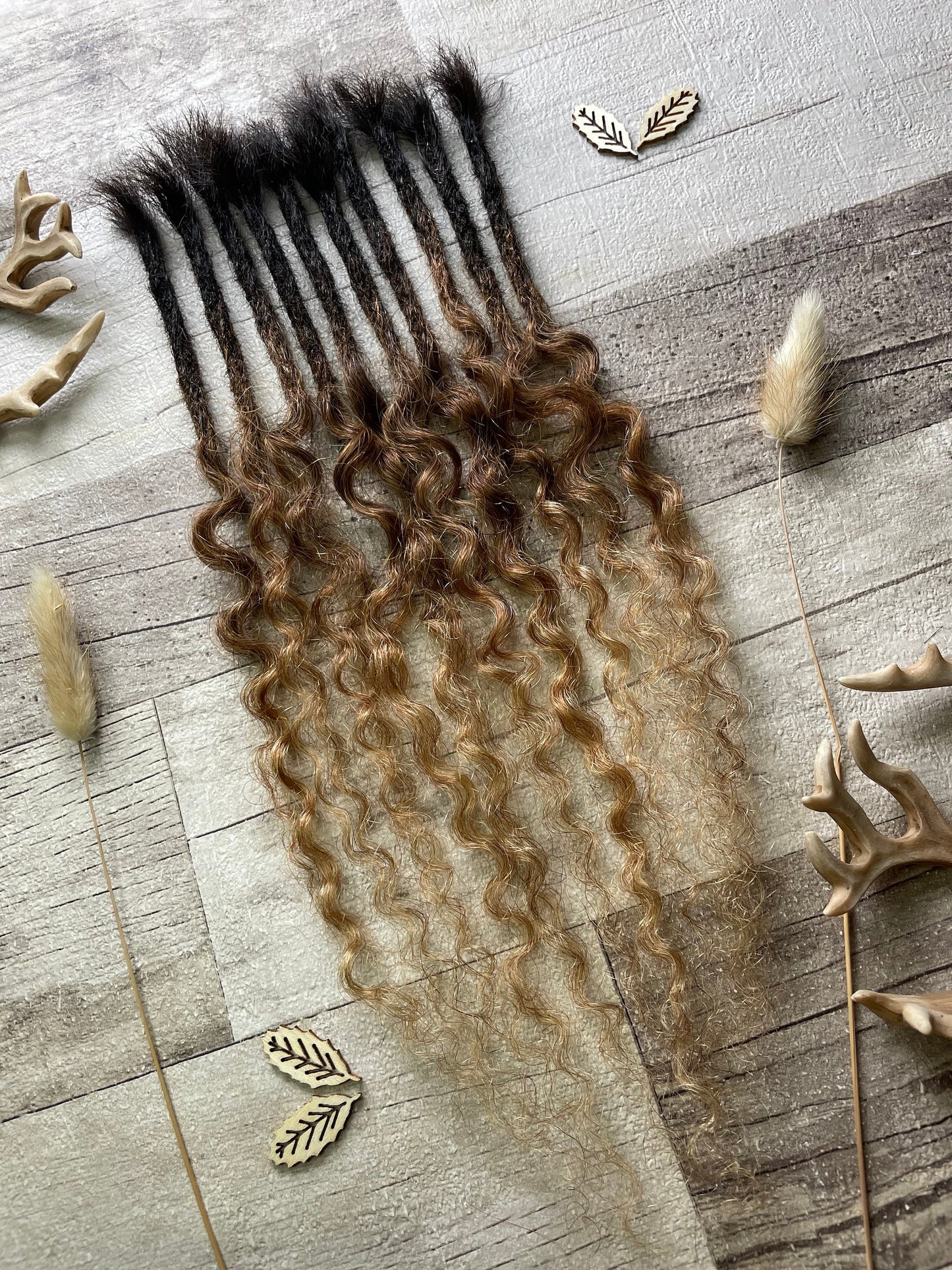 Ombre Black Brown Deep Wave 17 Inch Extensions - Ceredigion Dreadlocks