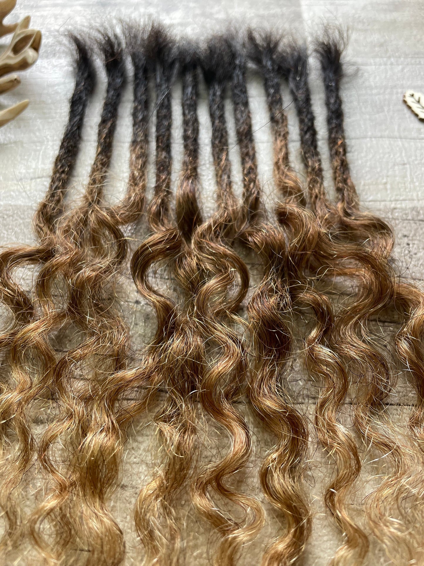 Ombre Black Brown Deep Wave 17 Inch Extensions - Ceredigion Dreadlocks