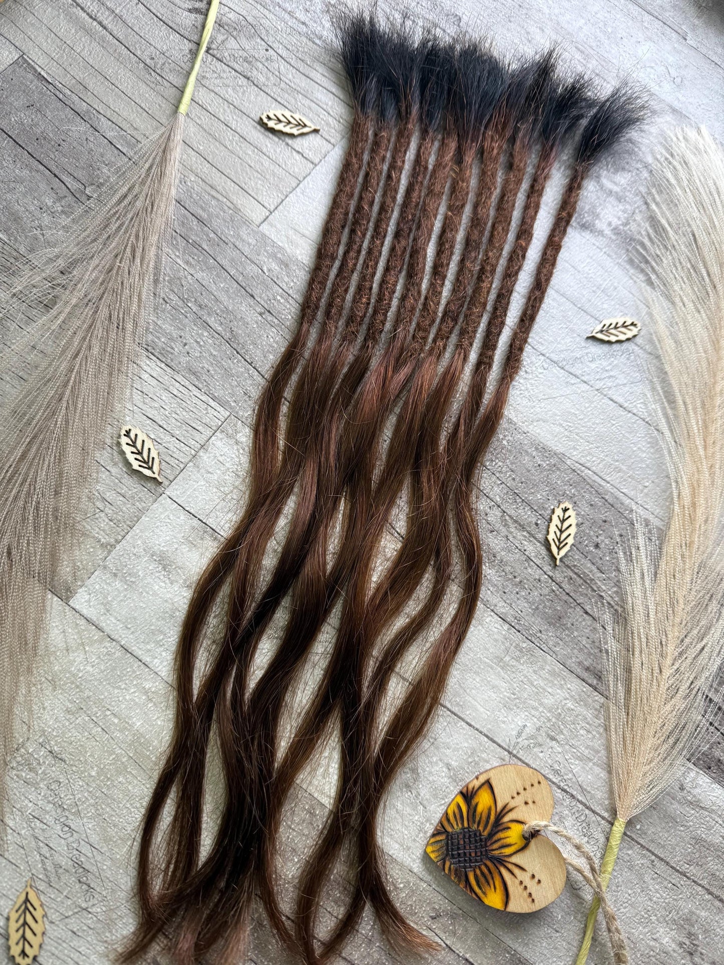Raw Double Drawn Brown Auburn Ombre 15 Inch Extensions - Ceredigion Dreadlocks
