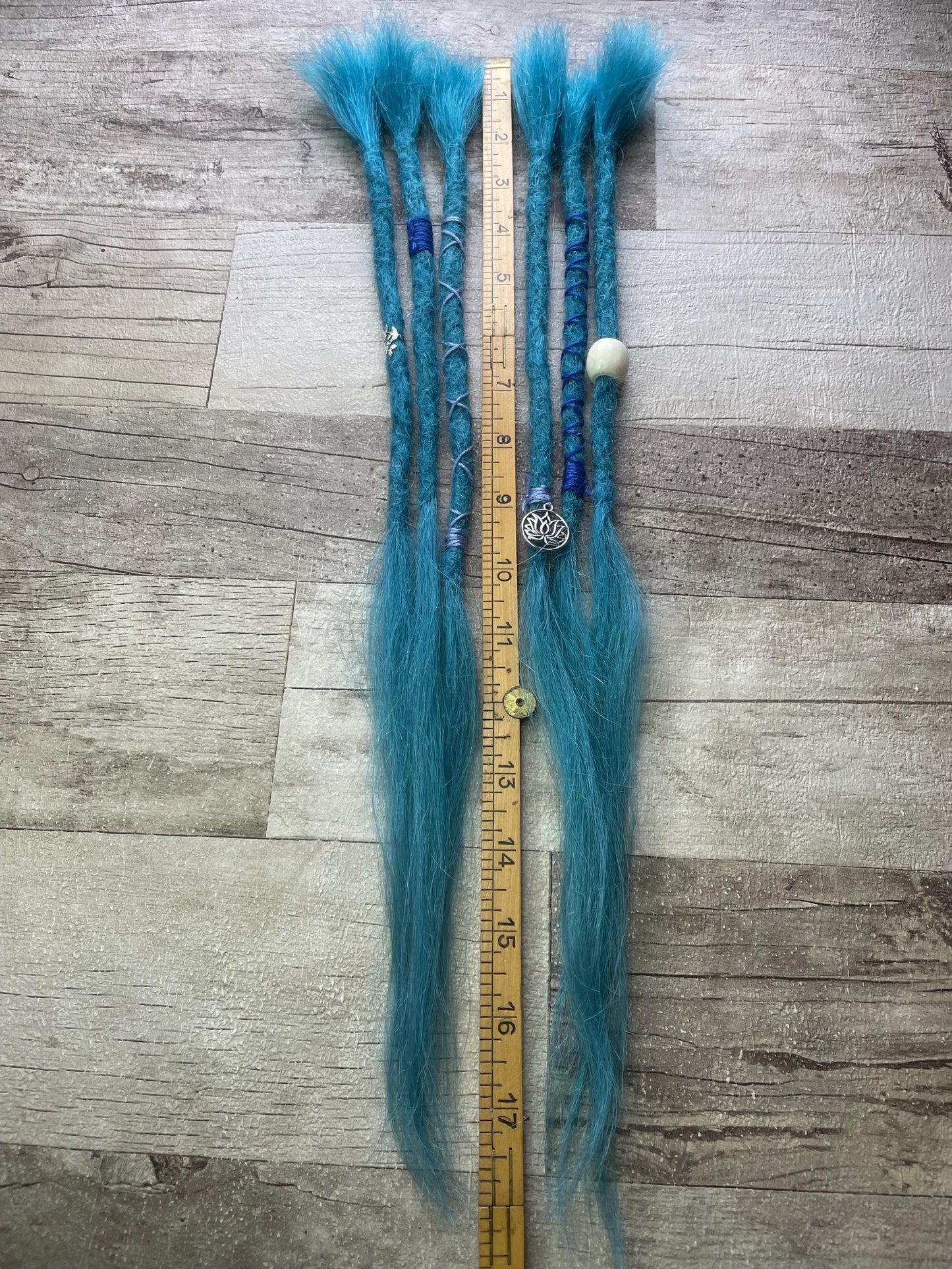 Blue Turquoise 18 Inch Decorated Extensions - Ceredigion Dreadlocks