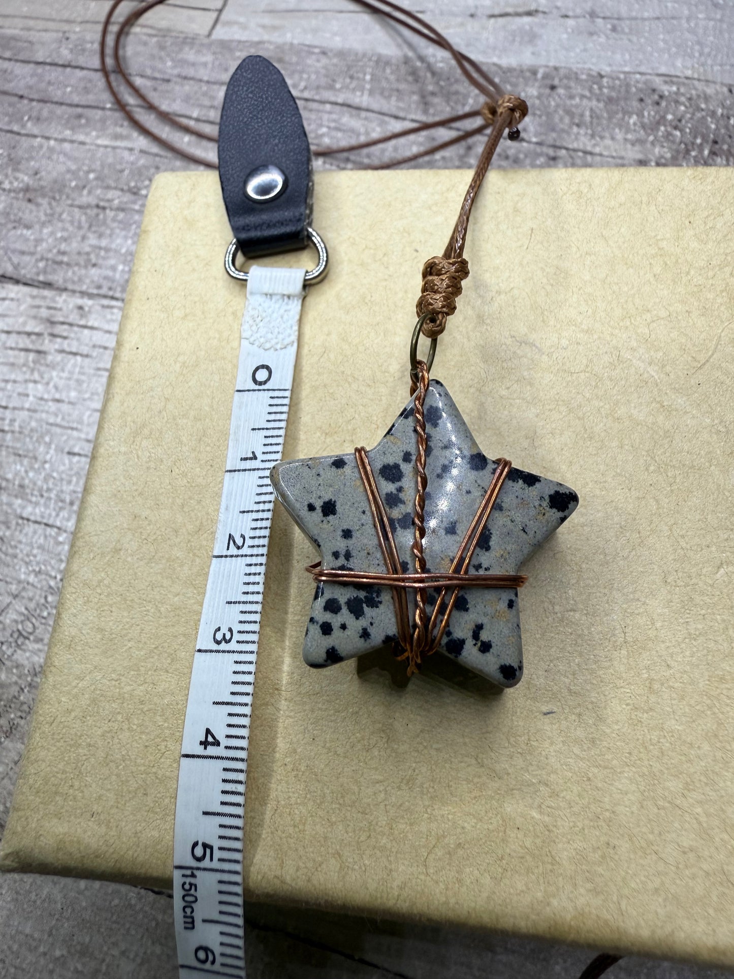 Dalmation Jasper Star Wrapped in Copper Wire -Necklace