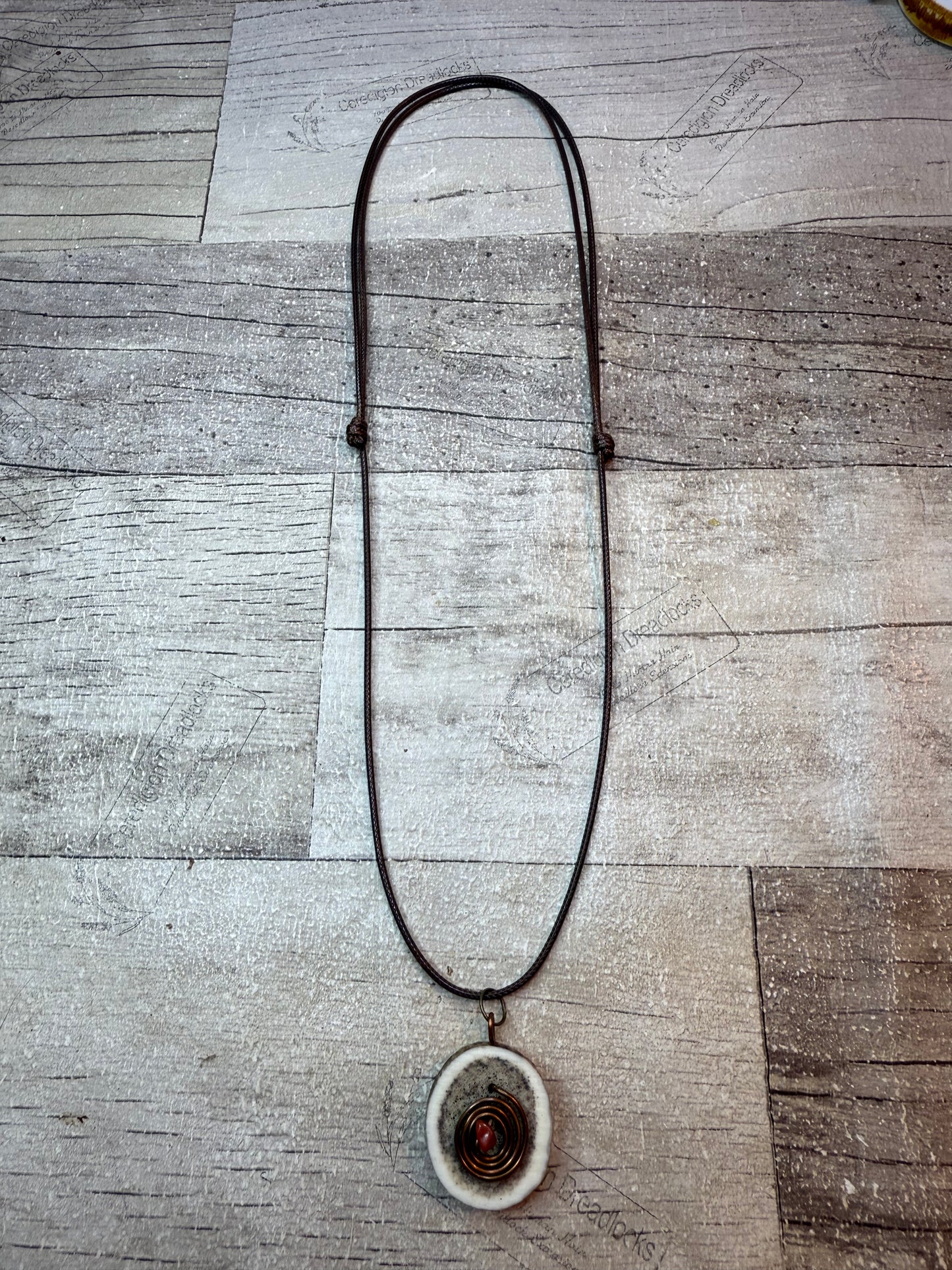 Antler, Copper and Crystal Pendant