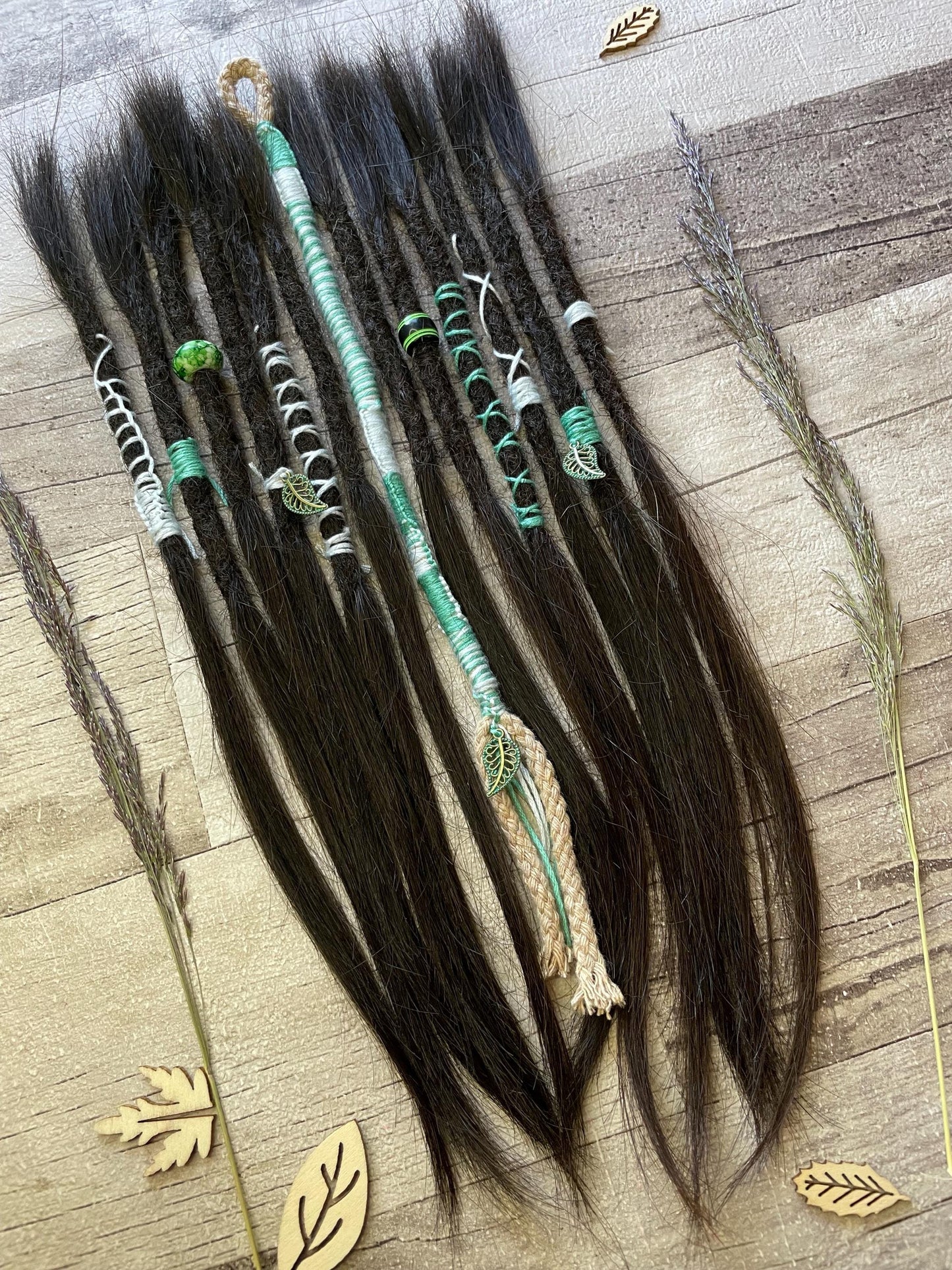 Black 13 Inch Decorated Extensions & Hair Wrap - Ceredigion Dreadlocks