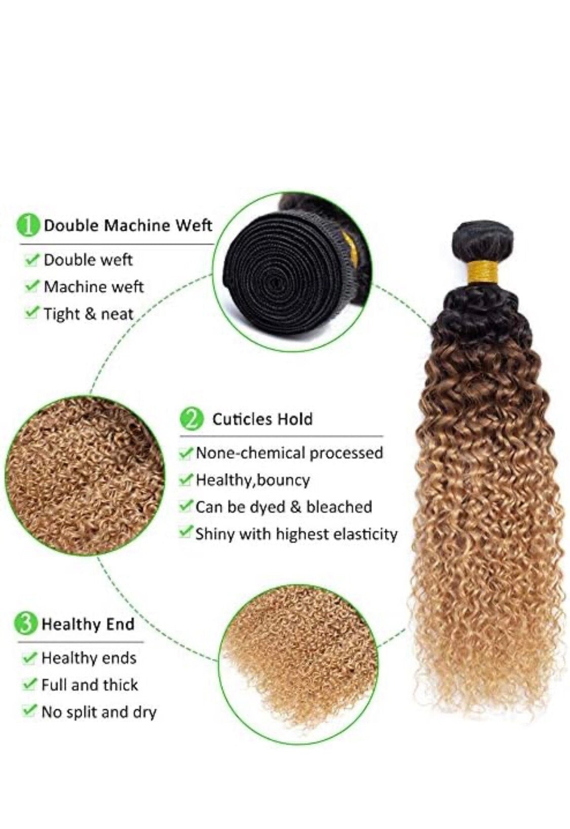 Ombre Black Brown Deep Wave 17 Inch Extensions - Ceredigion Dreadlocks