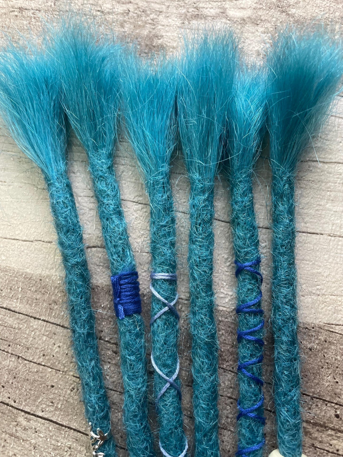 Blue Turquoise 18 Inch Decorated Extensions - Ceredigion Dreadlocks