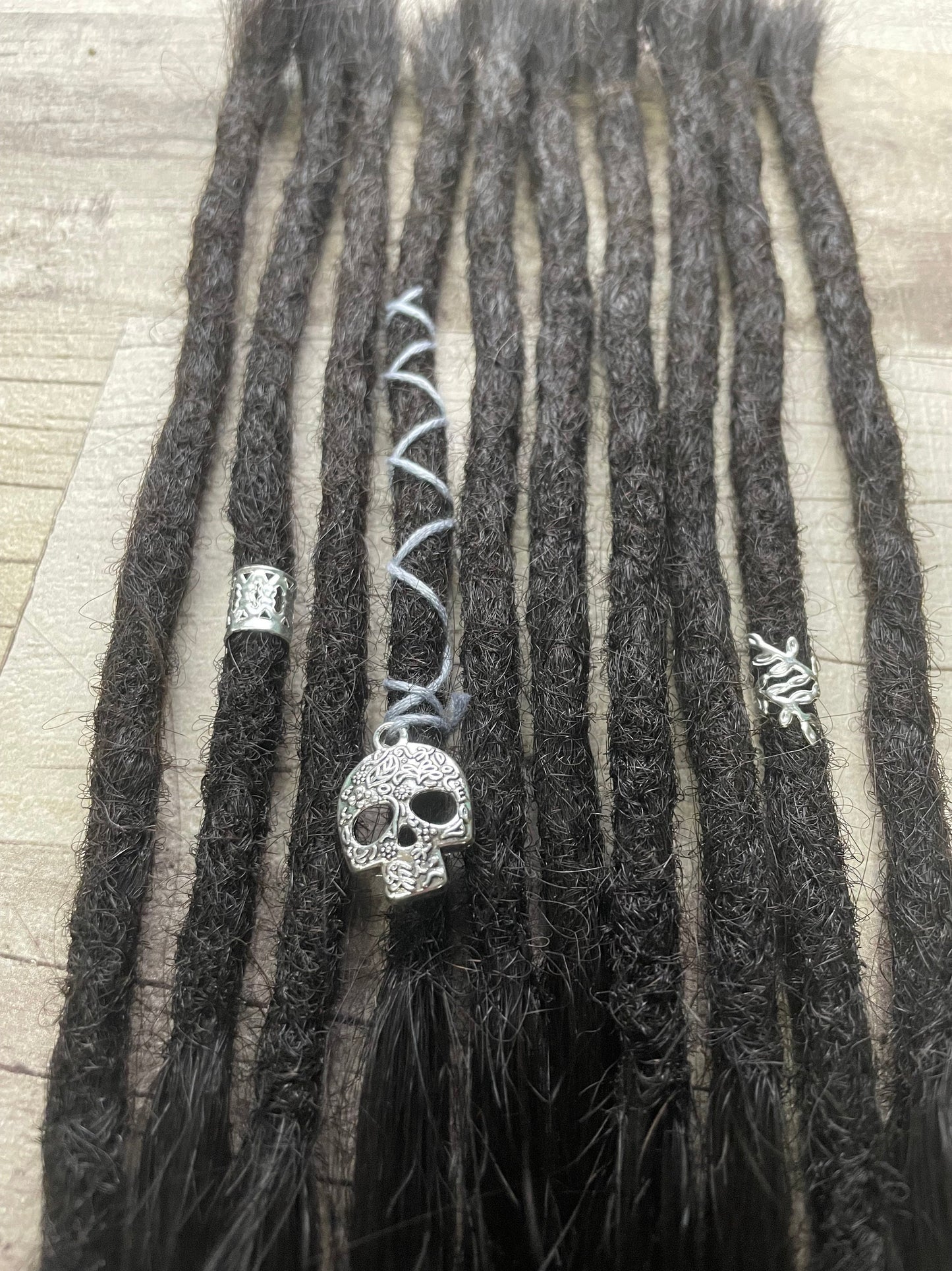 Black Yaki 15 Inch Decorated Extensions - Ceredigion Dreadlocks