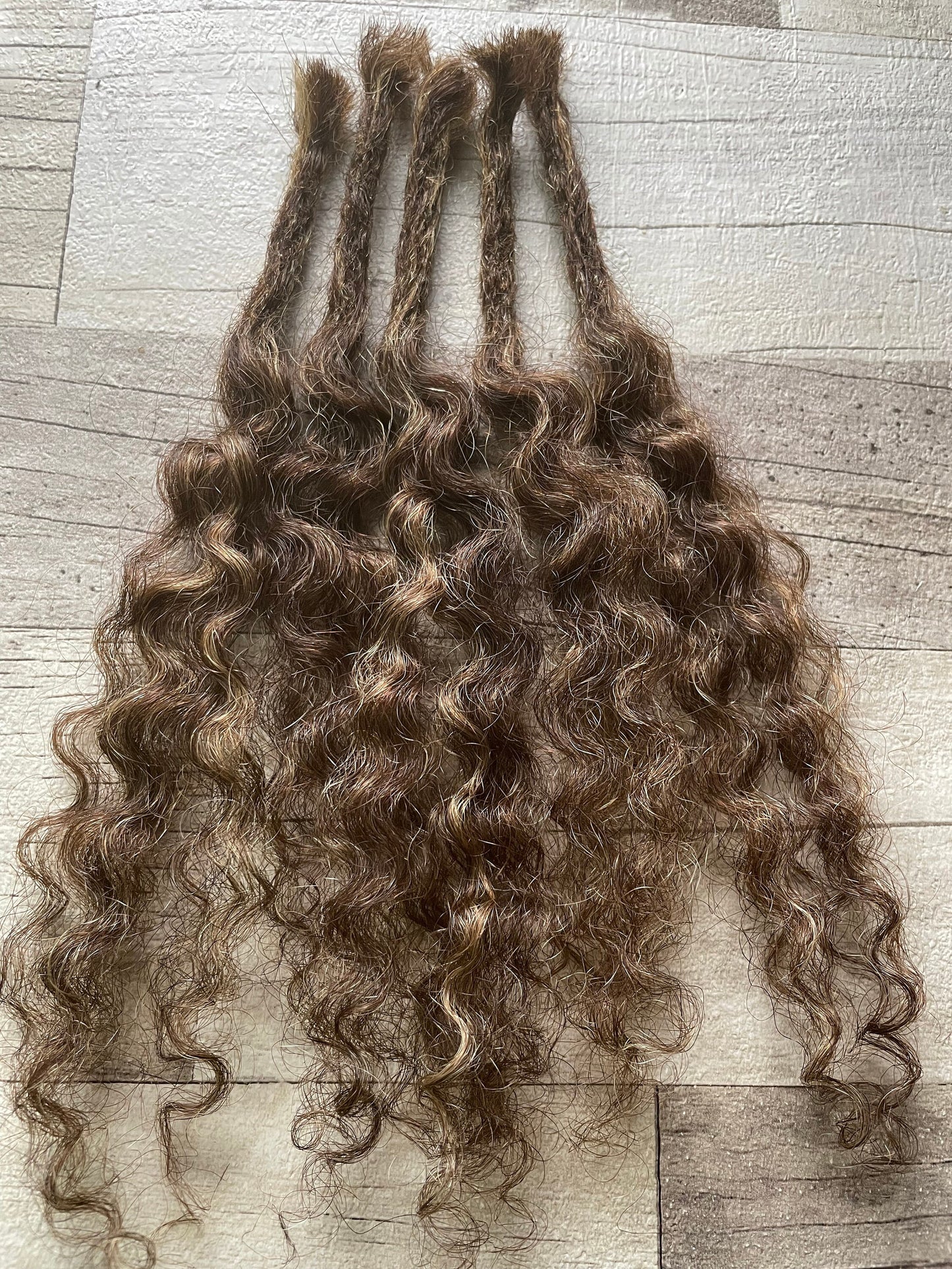 x5+ Water Wave 100% Human Hair Dreadlock Extensions Brown & Blonde Mix Curly
