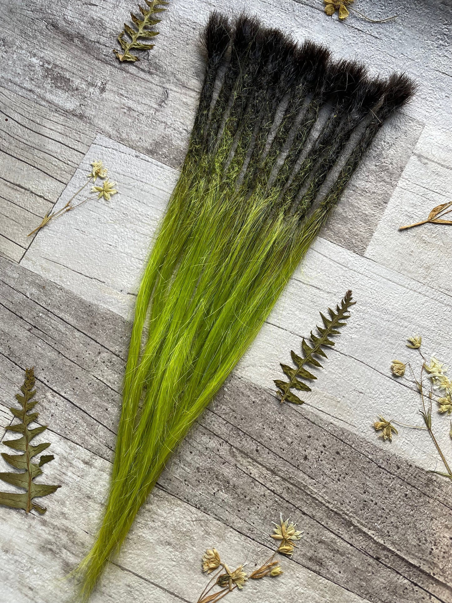 x10 #1b/Green 100% Human Hair Dreadlock Extensions Straight 13 Inch