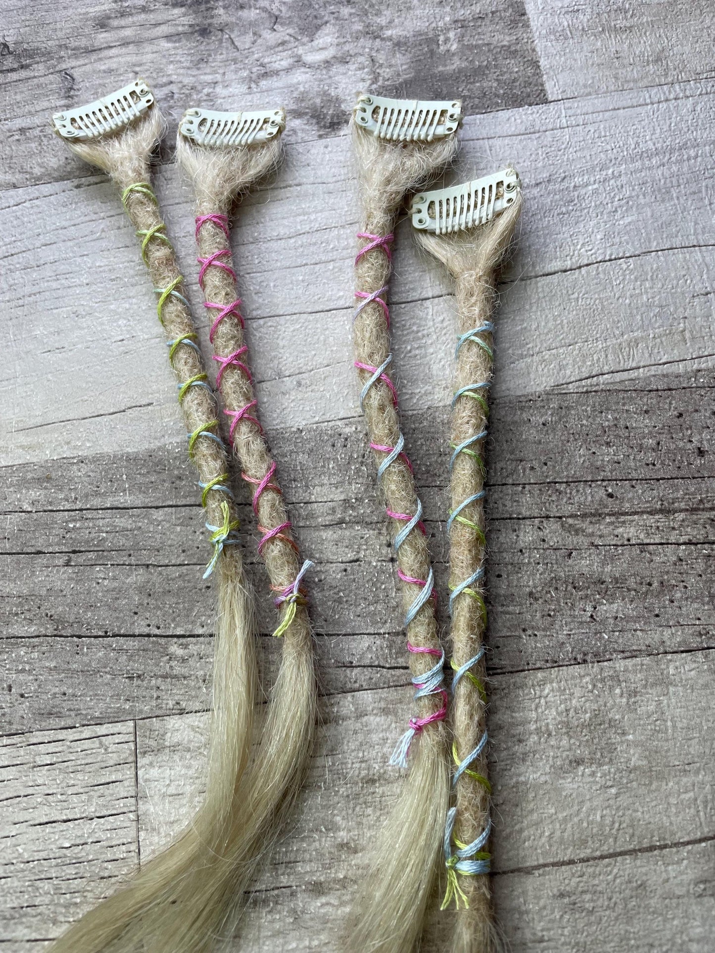 x2 Clip In Extra Light Blonde 100% Human Hair Dreadlock Extensions 16 Inch