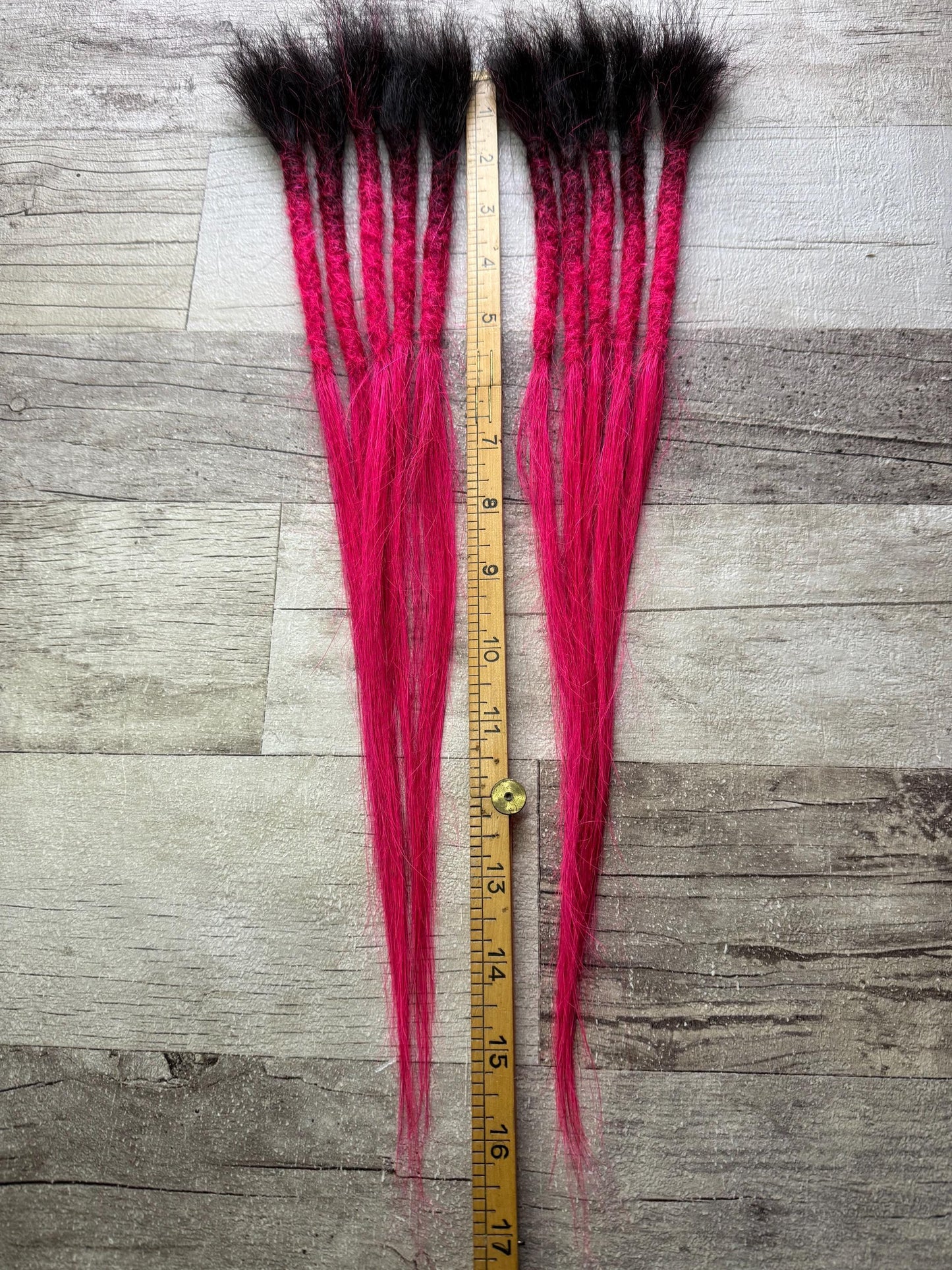 Bright Pink 100% Human Hair Dreadlock Extensions Straight 16 Inch Dark Root #1b