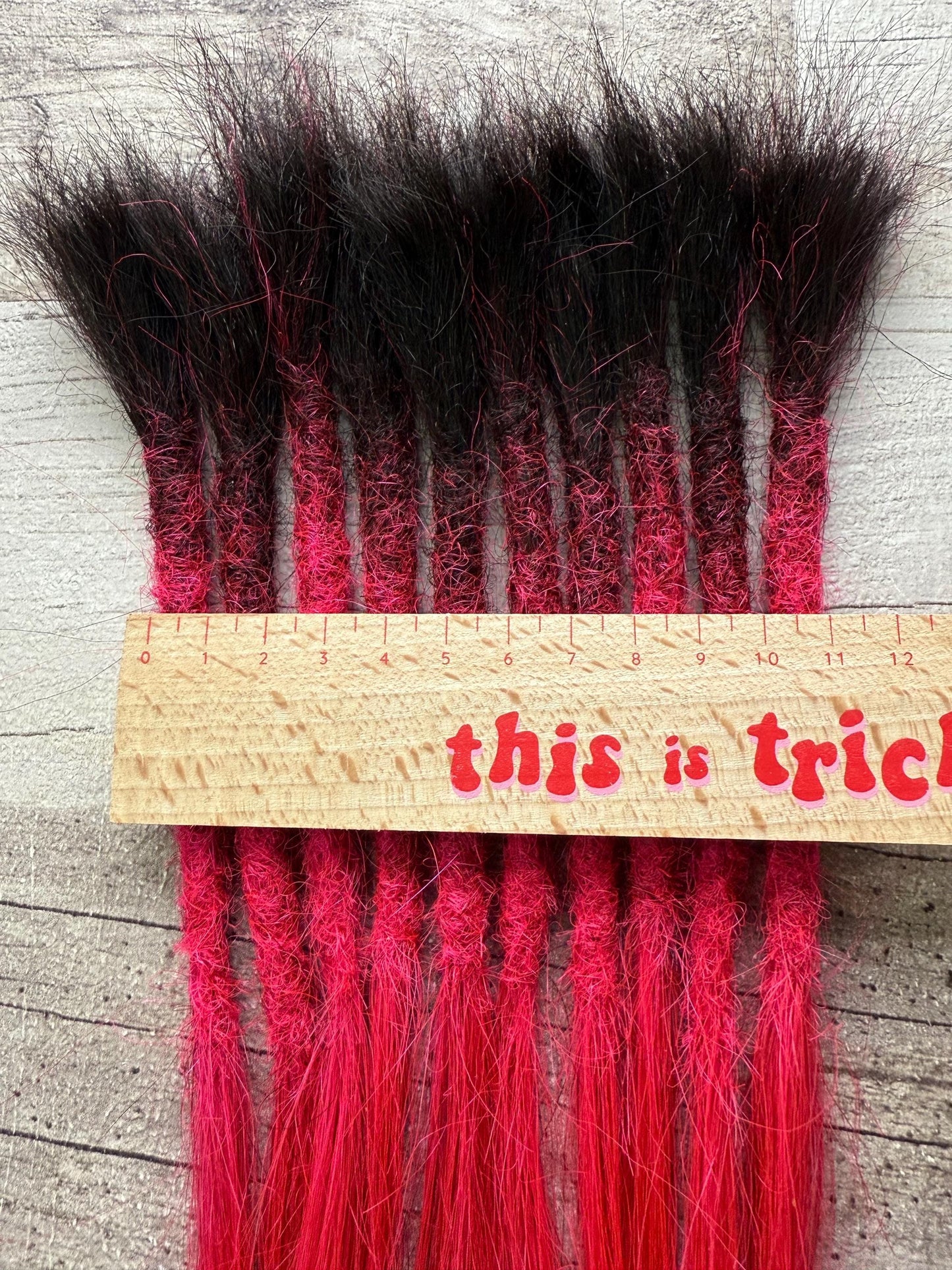Bright Pink 100% Human Hair Dreadlock Extensions Straight 16 Inch Dark Root #1b