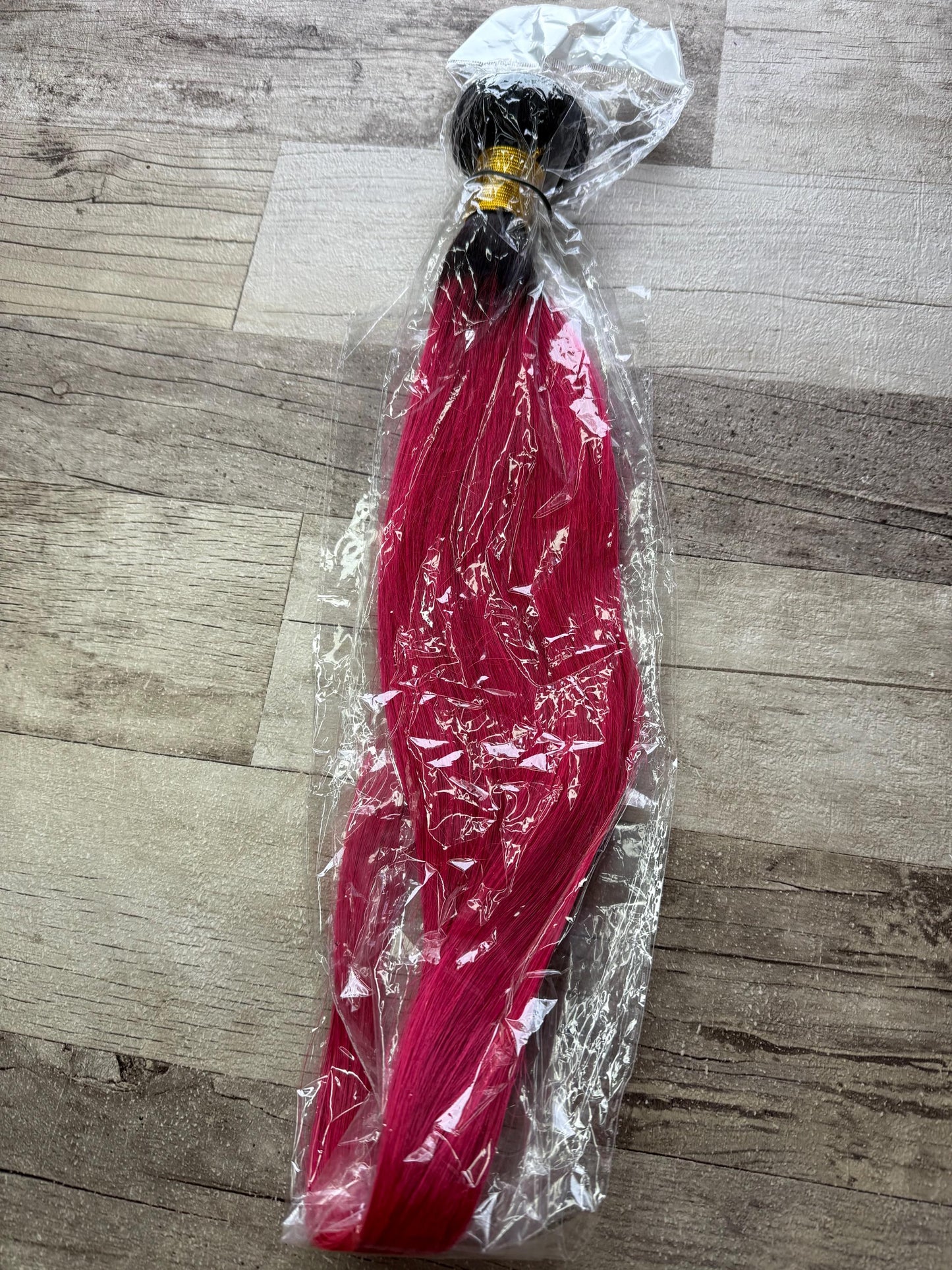 Bright Pink 100% Human Hair Dreadlock Extensions Straight 16 Inch Dark Root #1b