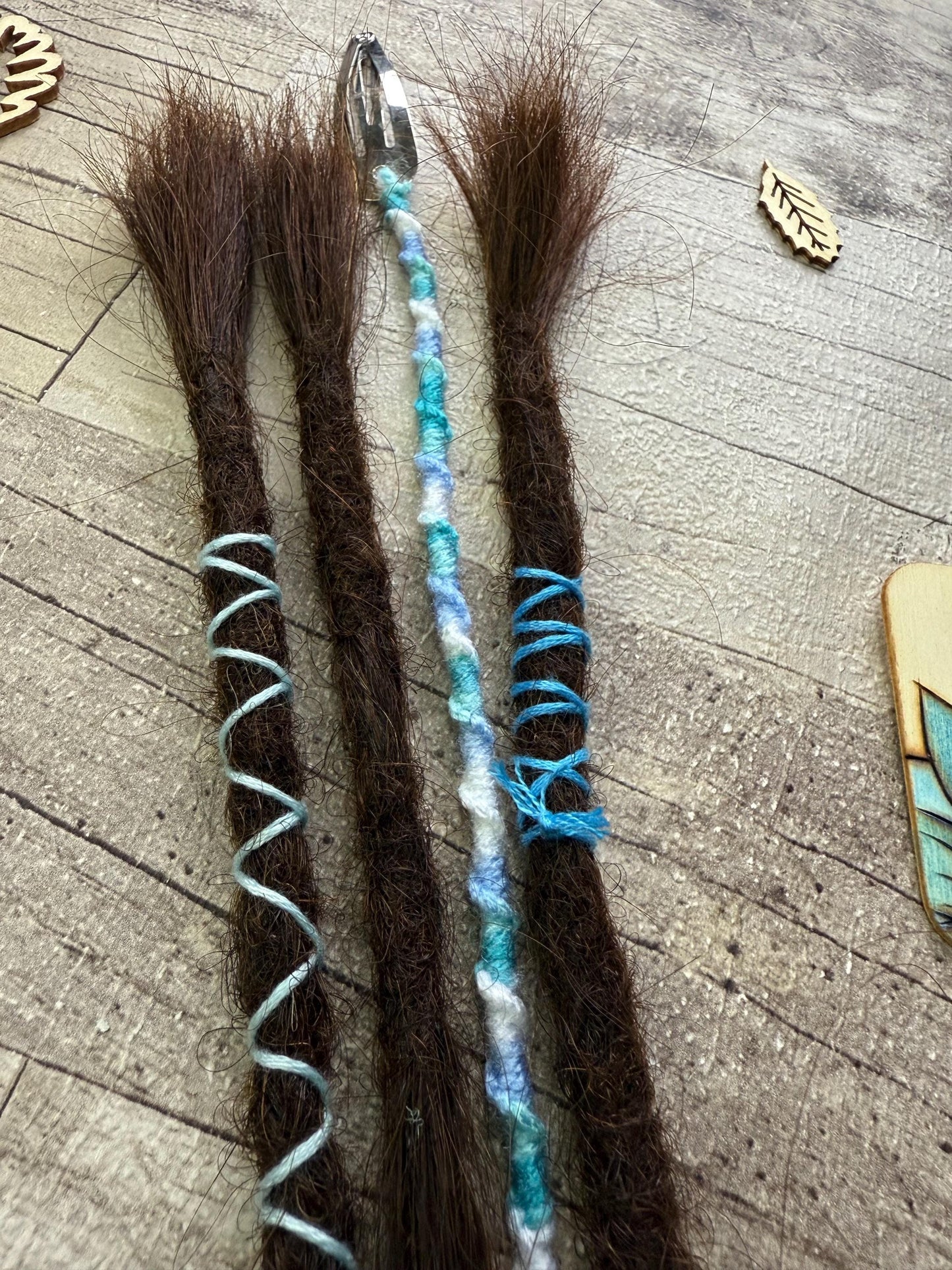 x3 Mid Brown 100% Human Hair Dreadlock Extensions 16 Inch Plus Clip In Macrame Wrap