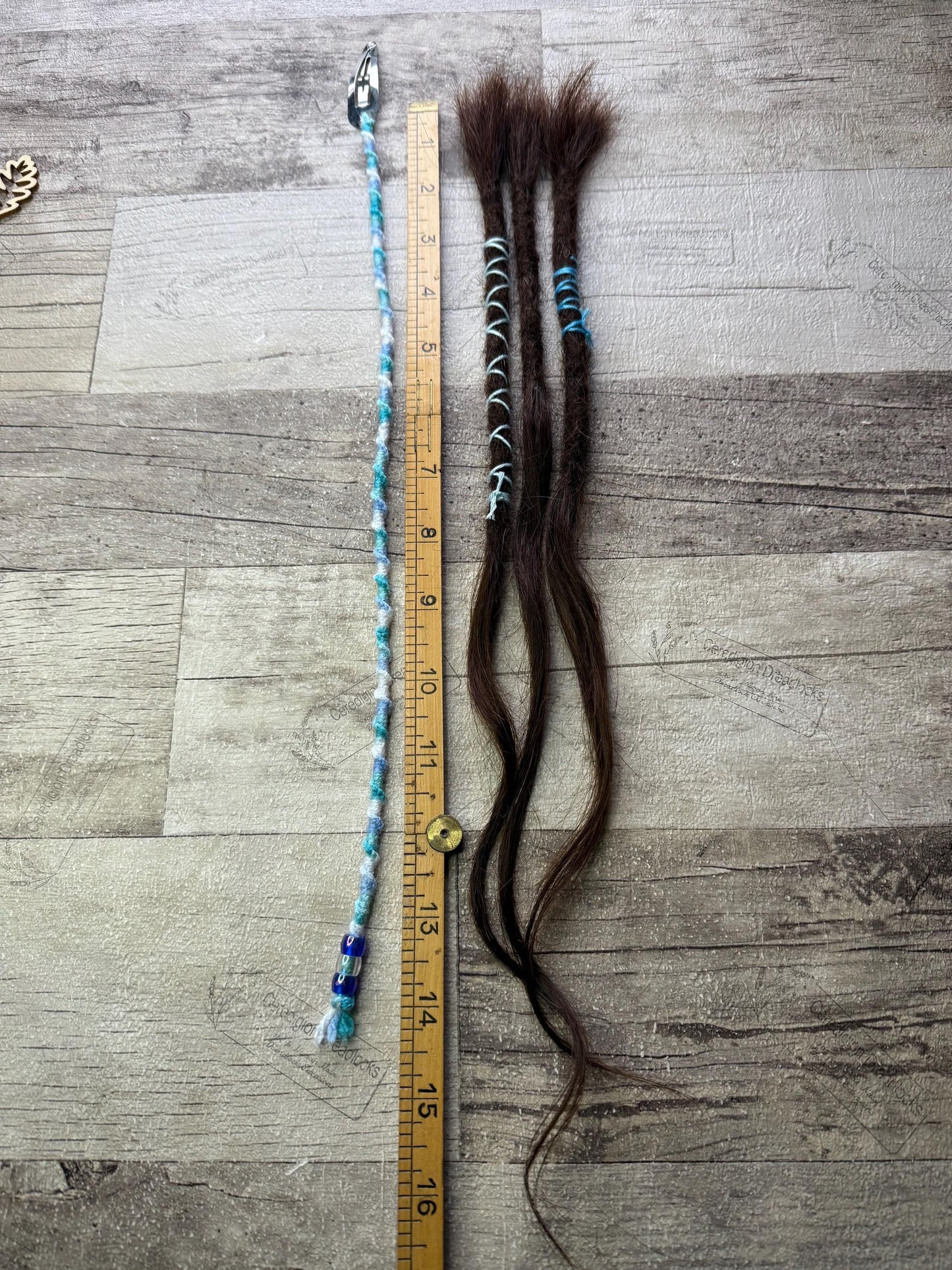 x3 Mid Brown 100% Human Hair Dreadlock Extensions 16 Inch Plus Clip In Macrame Wrap