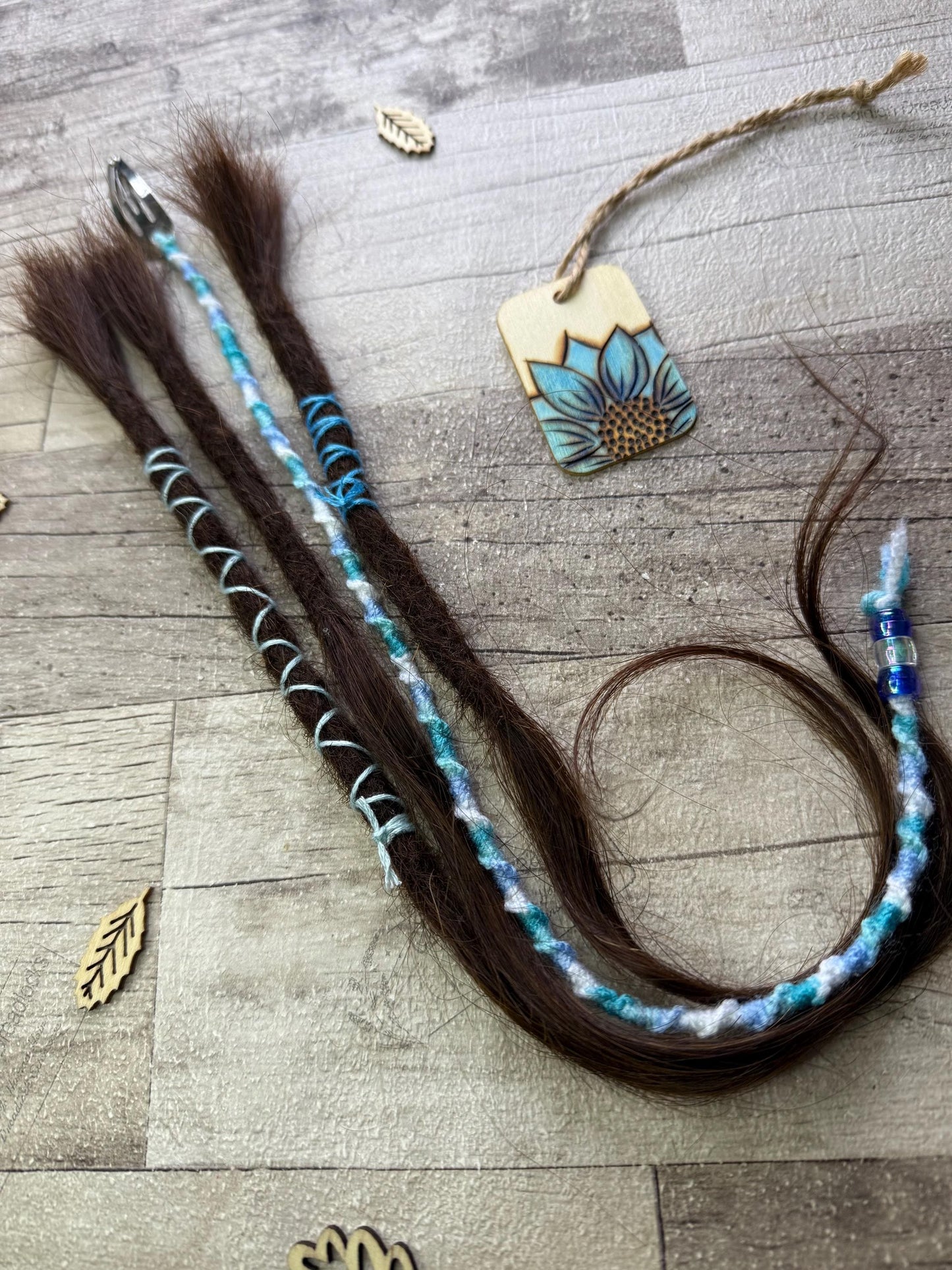 x3 Mid Brown 100% Human Hair Dreadlock Extensions 16 Inch Plus Clip In Macrame Wrap
