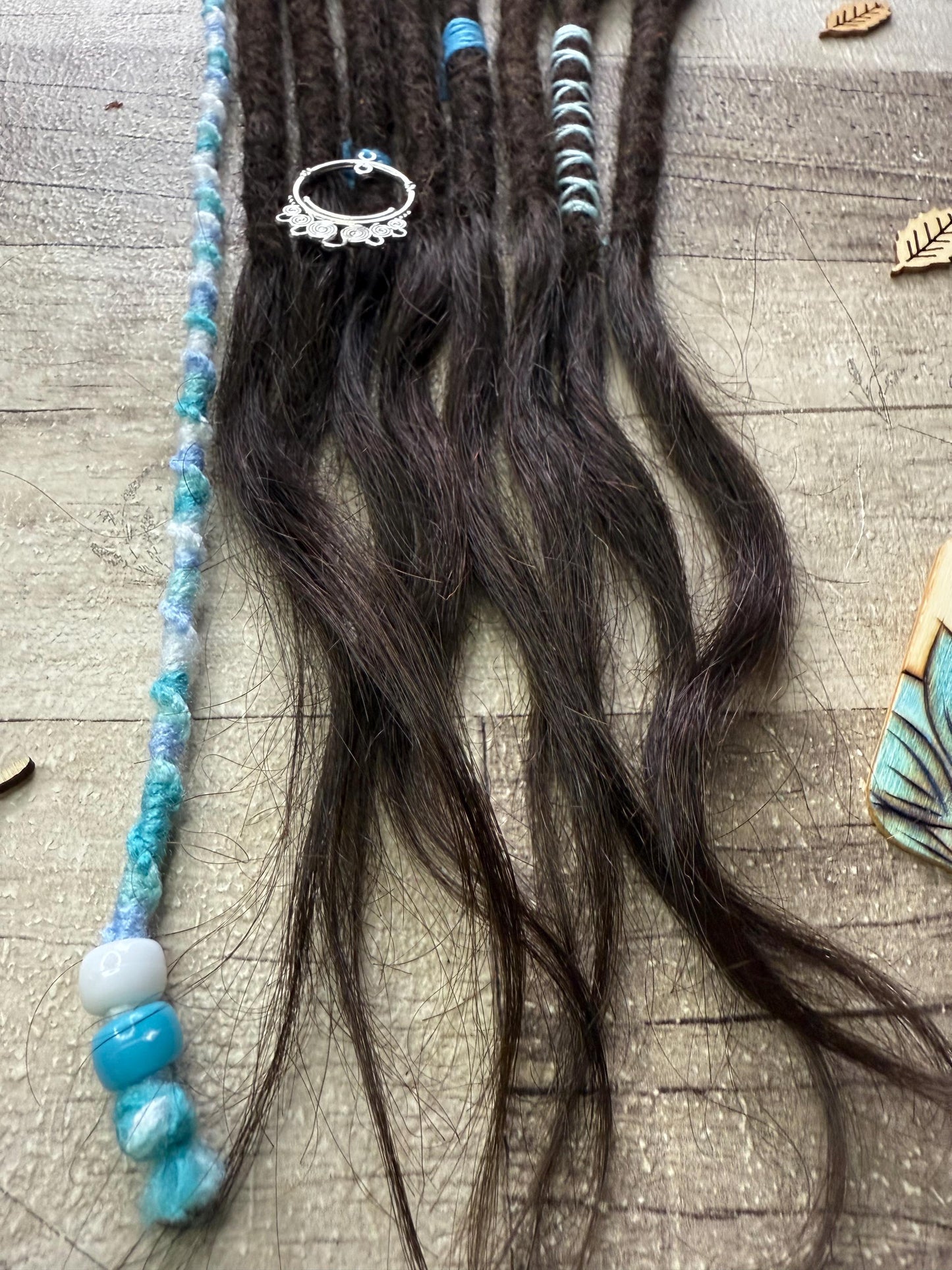 x8 Dark Brown 100% Human Hair Dreadlock Extensions 12 Inch Plus Clip In Macrame Wrap