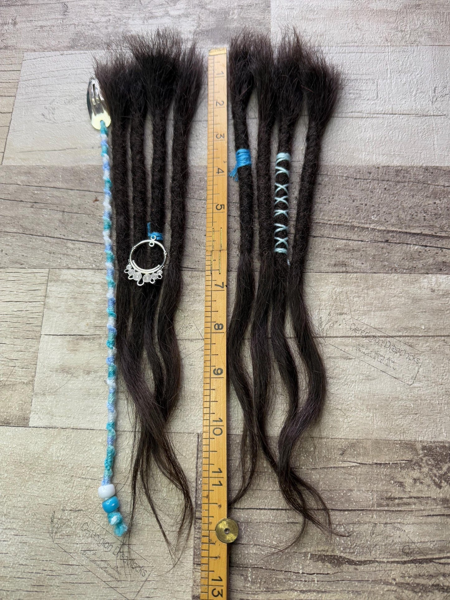 x8 Dark Brown 100% Human Hair Dreadlock Extensions 12 Inch Plus Clip In Macrame Wrap
