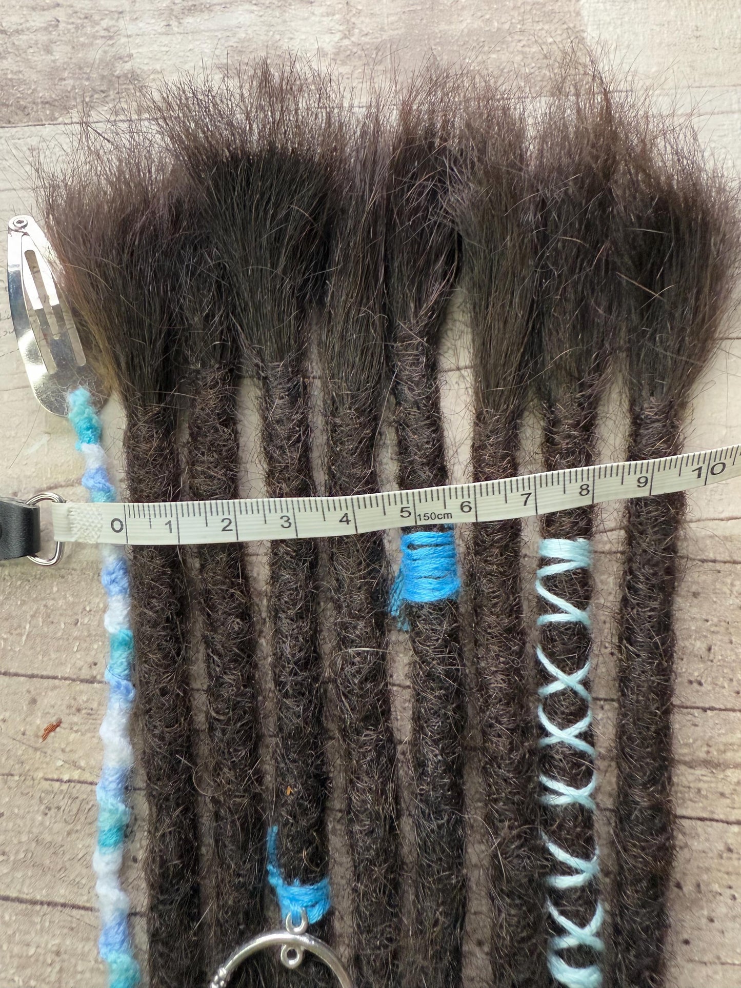 x8 Dark Brown 100% Human Hair Dreadlock Extensions 12 Inch Plus Clip In Macrame Wrap