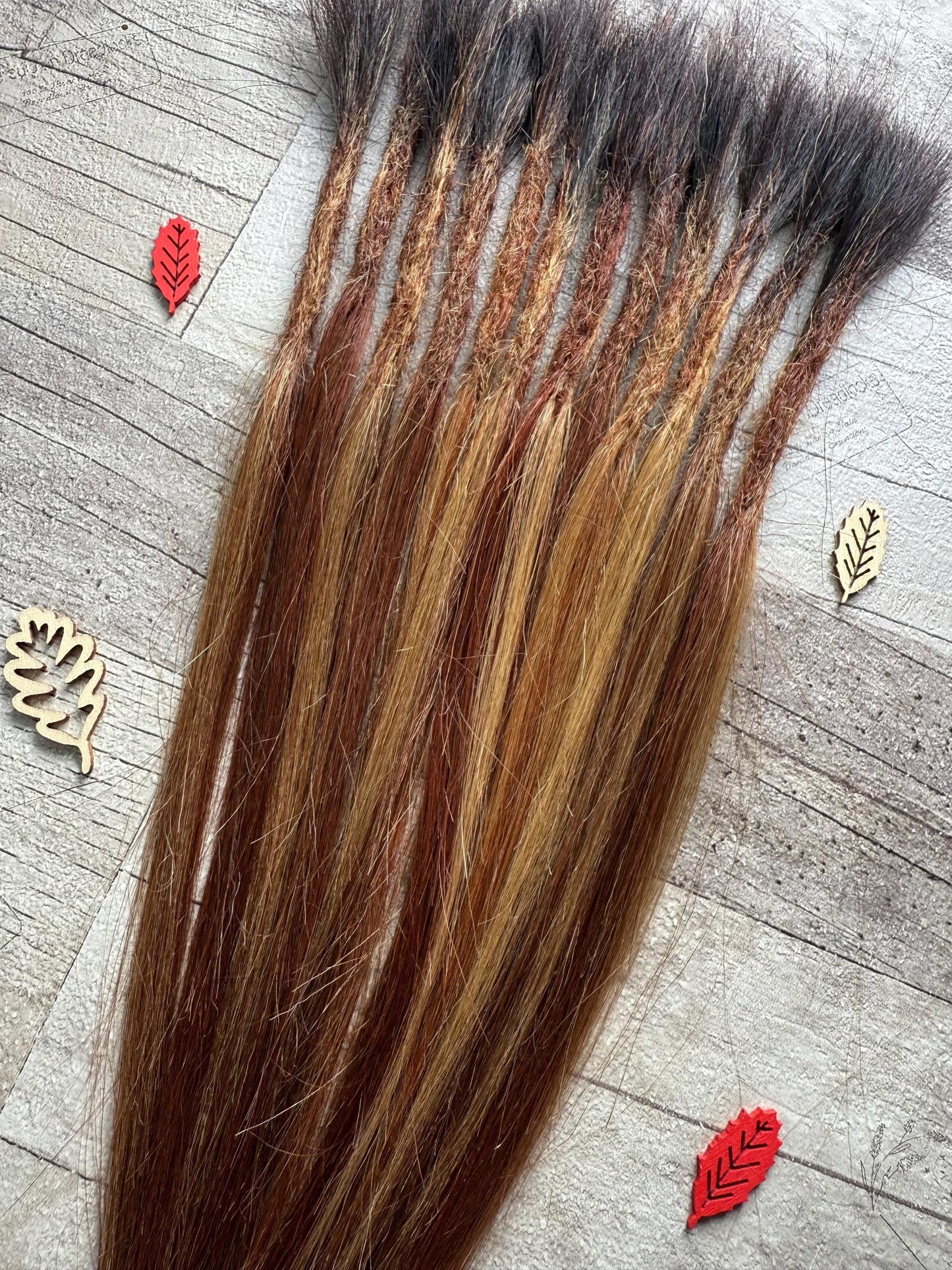 x12 Ombre Blonde Red 100% Human Hair Dreadlock Extensions 14 Inch