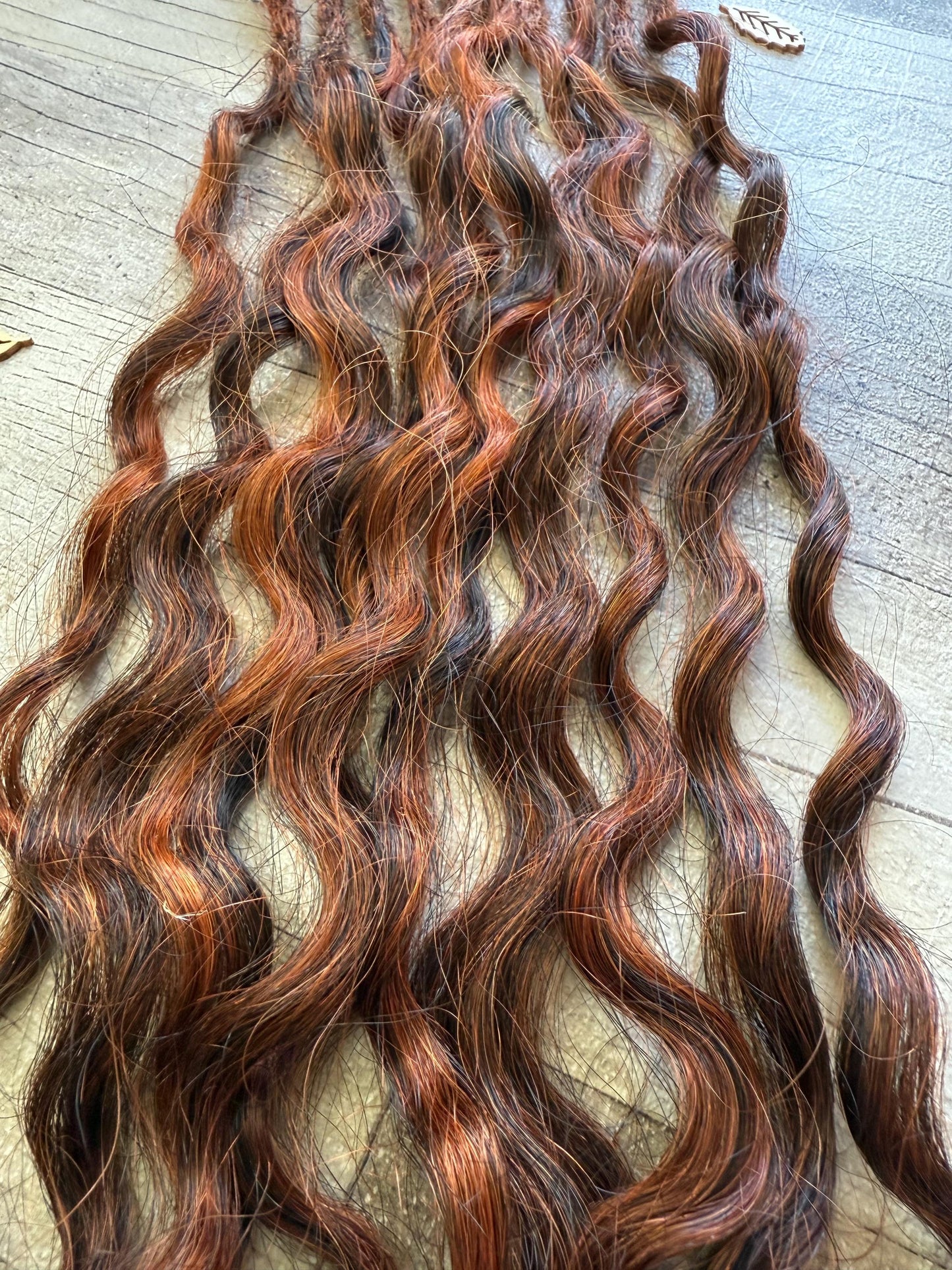 X10 Curly Burnt Orange Black Mix 100% Human Hair Dreadlock Extensions 18 Inch