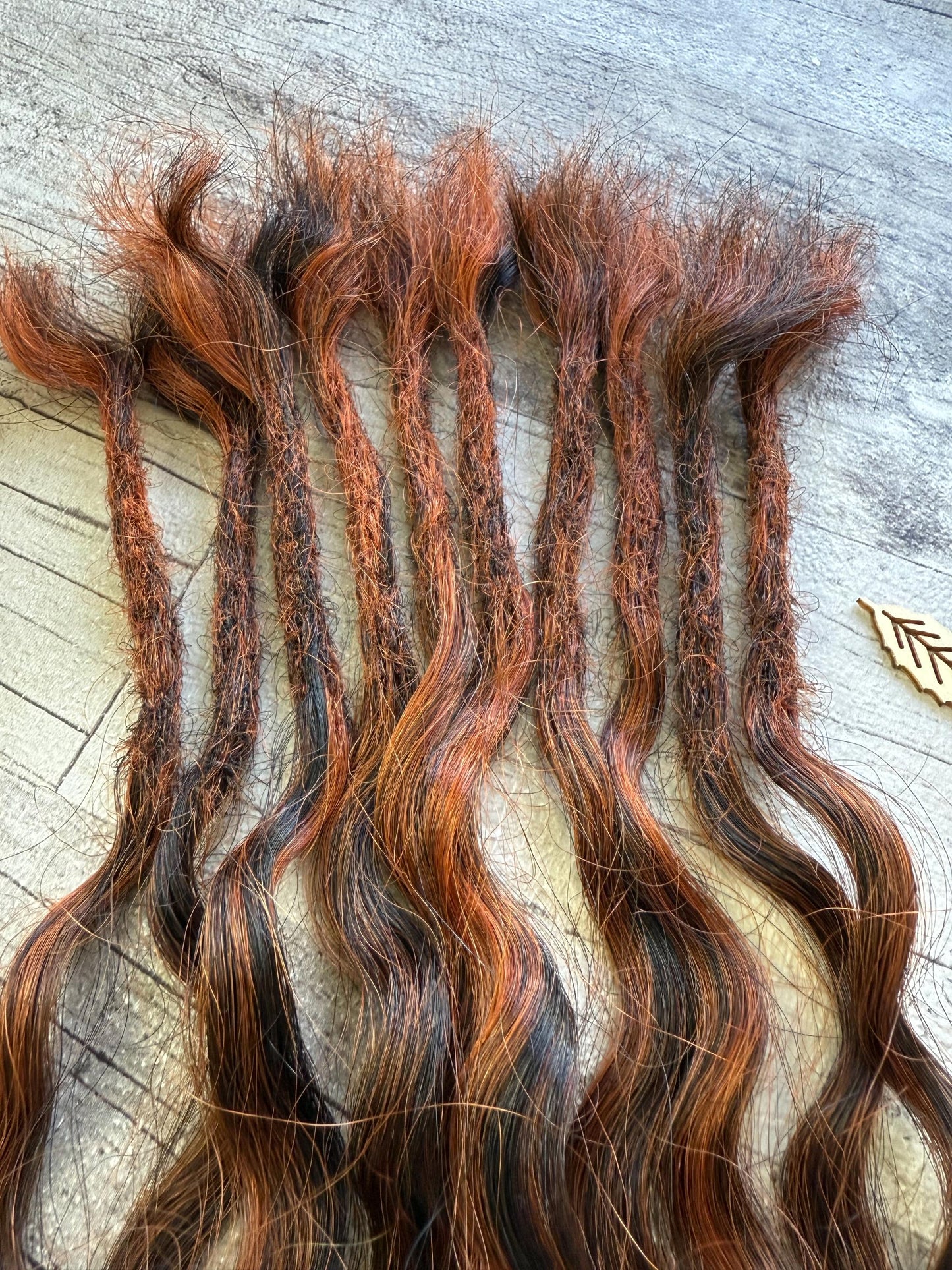 X10 Curly Burnt Orange Black Mix 100% Human Hair Dreadlock Extensions 18 Inch