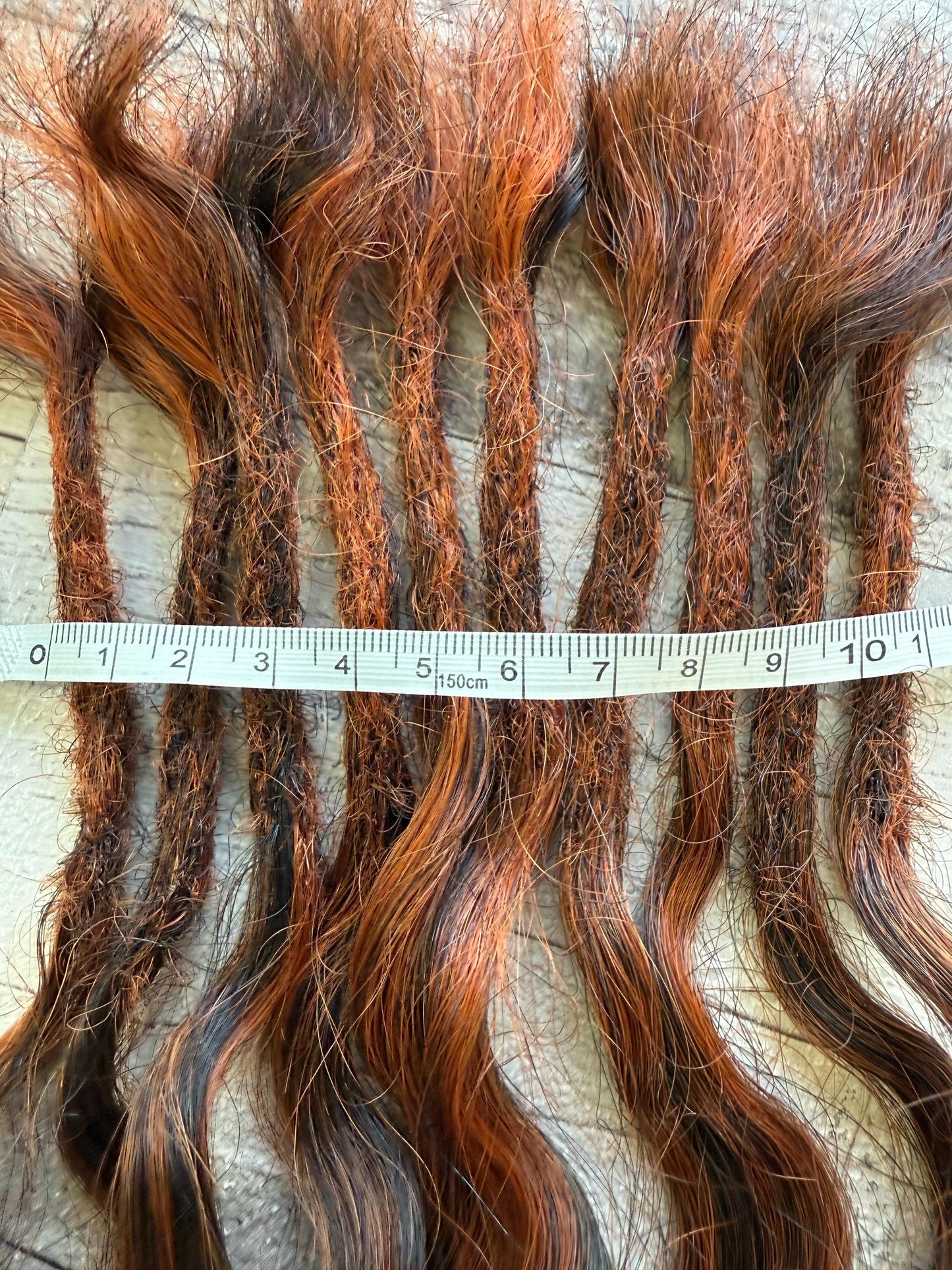 X10 Curly Burnt Orange Black Mix 100% Human Hair Dreadlock Extensions 18 Inch