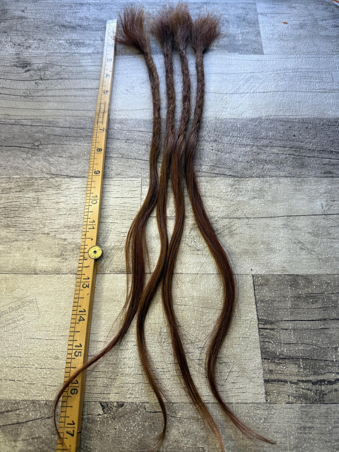 x4 Warm Brown Dreadlock Extensions 100% Human Hair 17 Inch