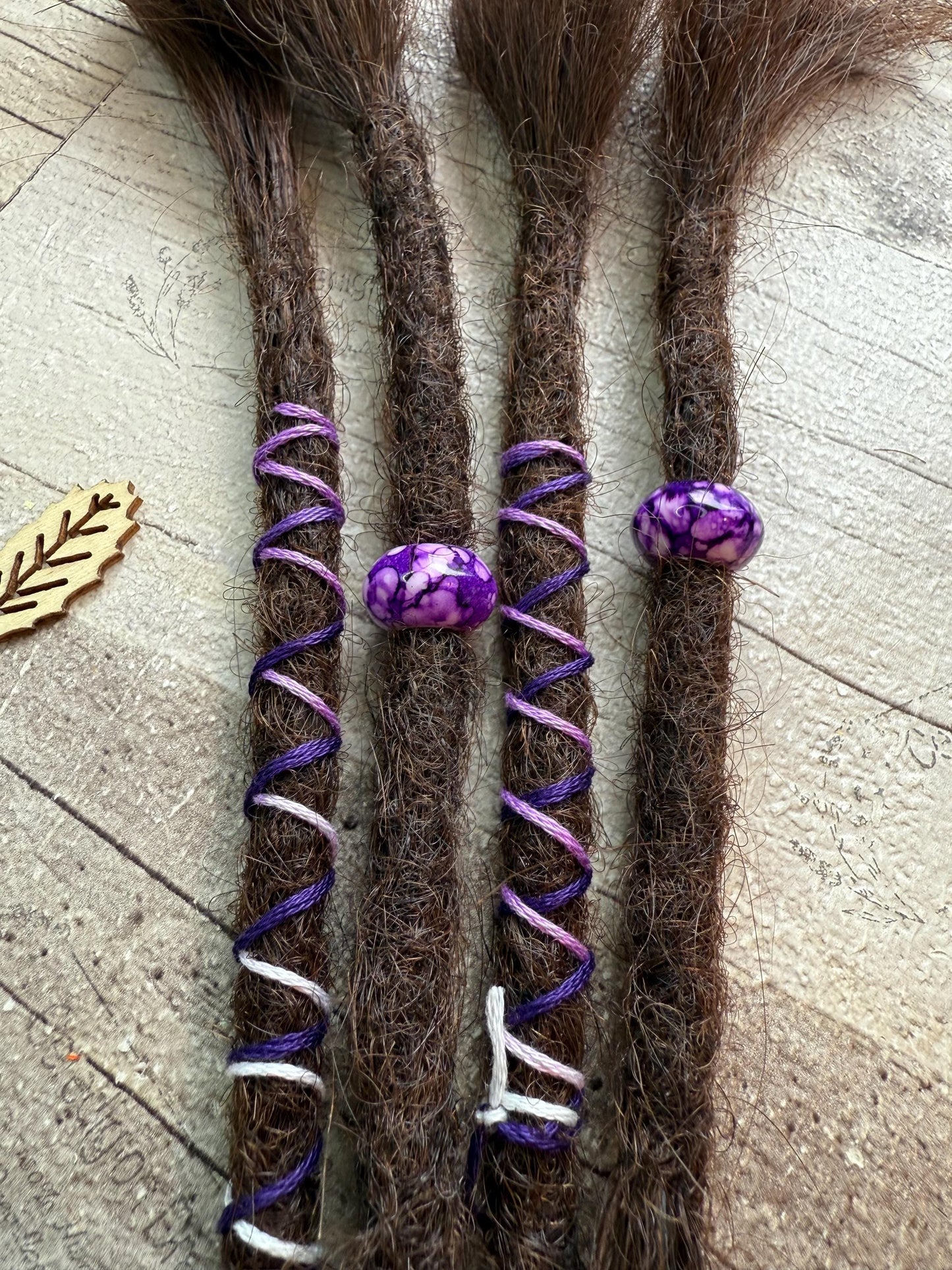 x4 Brown 100% Human Hair Dreadlock Extensions 14 Inch Purple Decoration