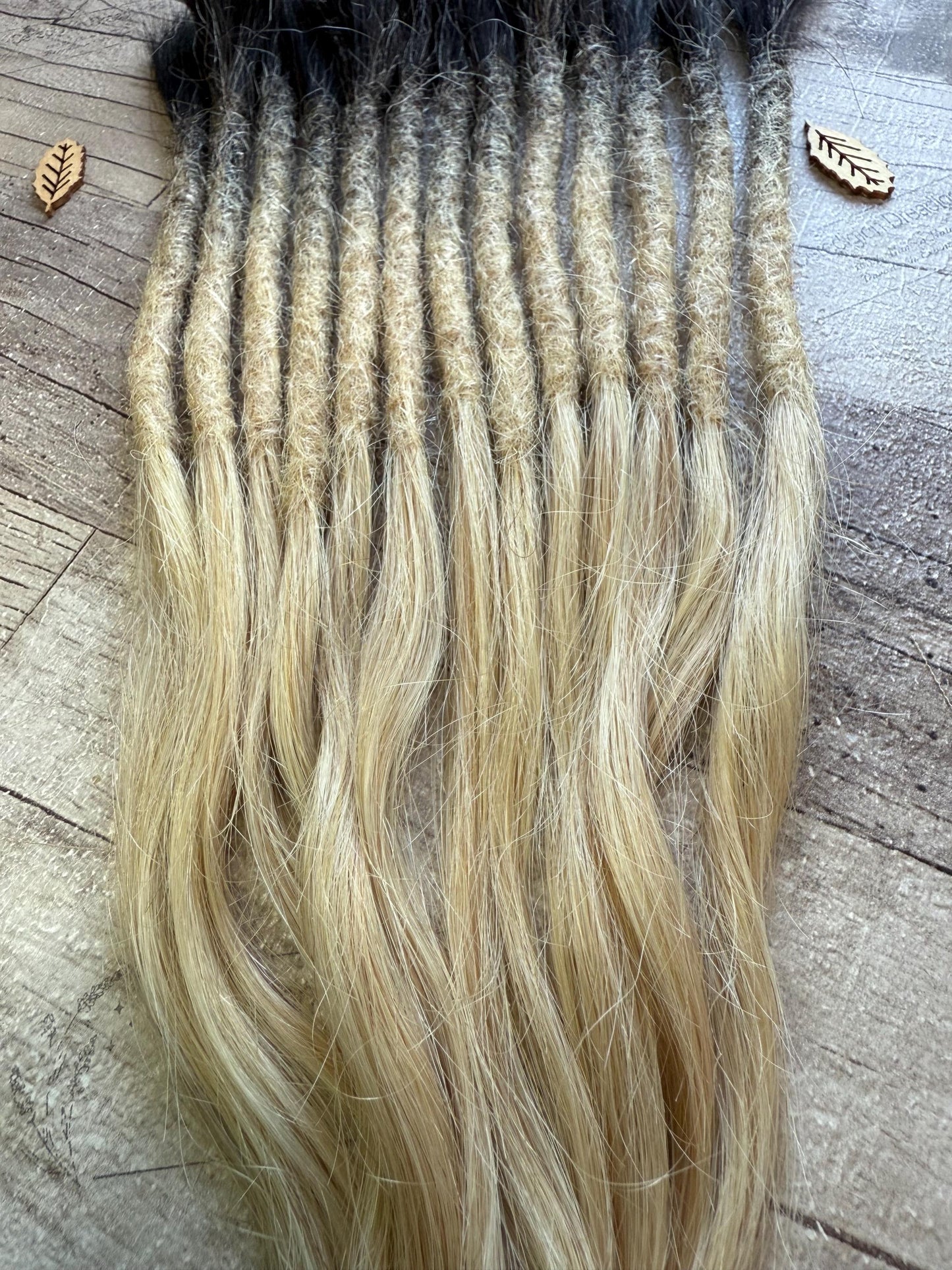 Ombre Platinum Blonde Black 100% Human Hair Dreadlock Extensions 14 Inch