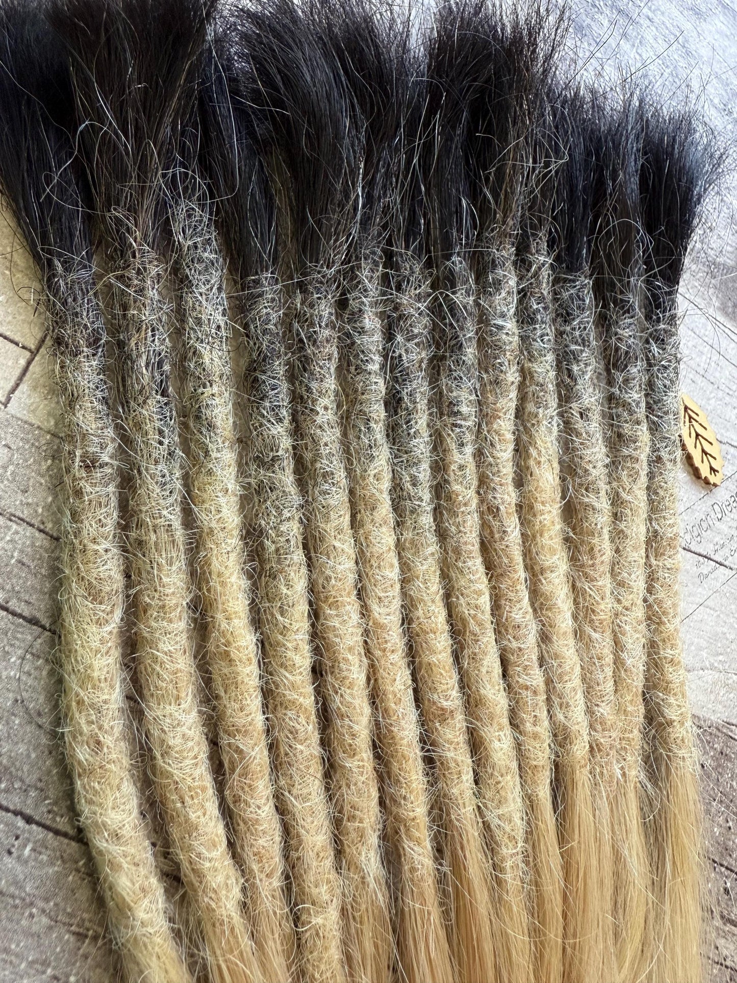 Ombre Platinum Blonde Black 100% Human Hair Dreadlock Extensions 14 Inch