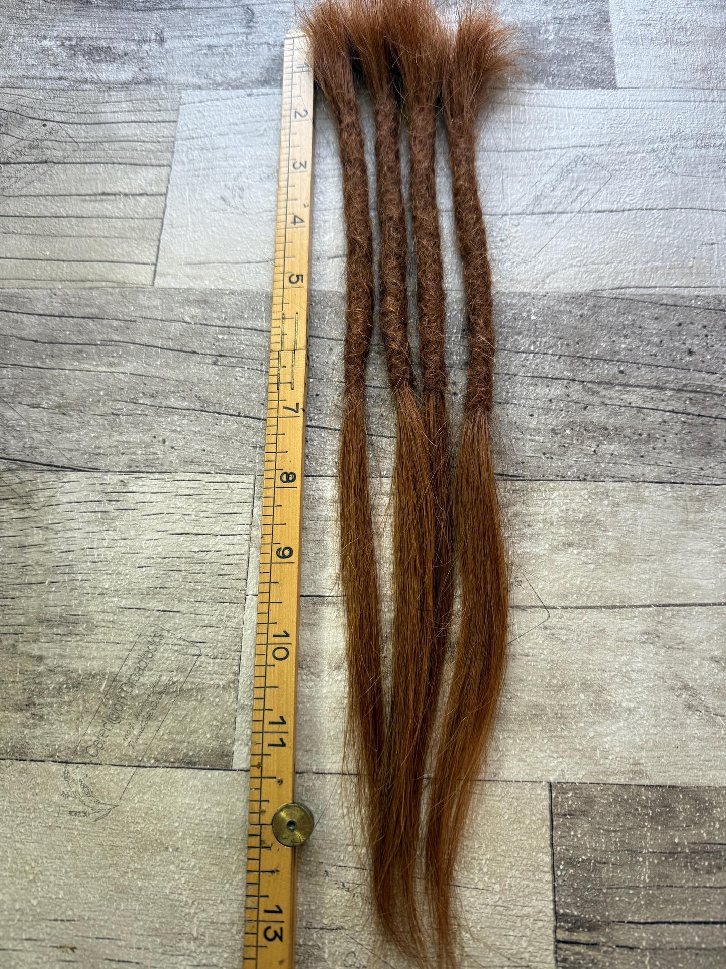 x4 Chunky Auburn Straight 100% Human Hair Dreadlock Extensions Brown 13 Inch