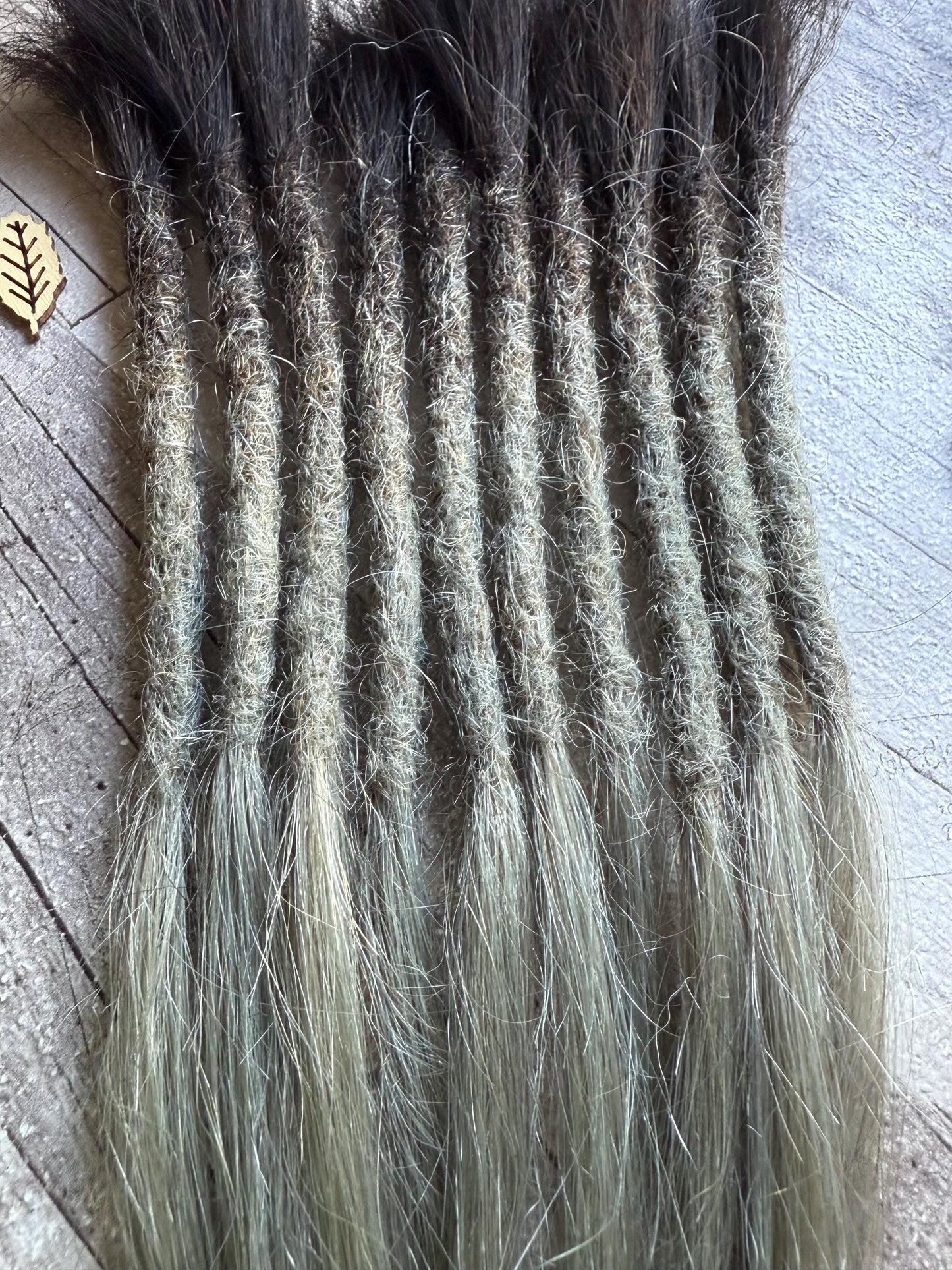 Grey Ombre Black Brown 100% Human Hair Dreadlock Extensions 14 Inch