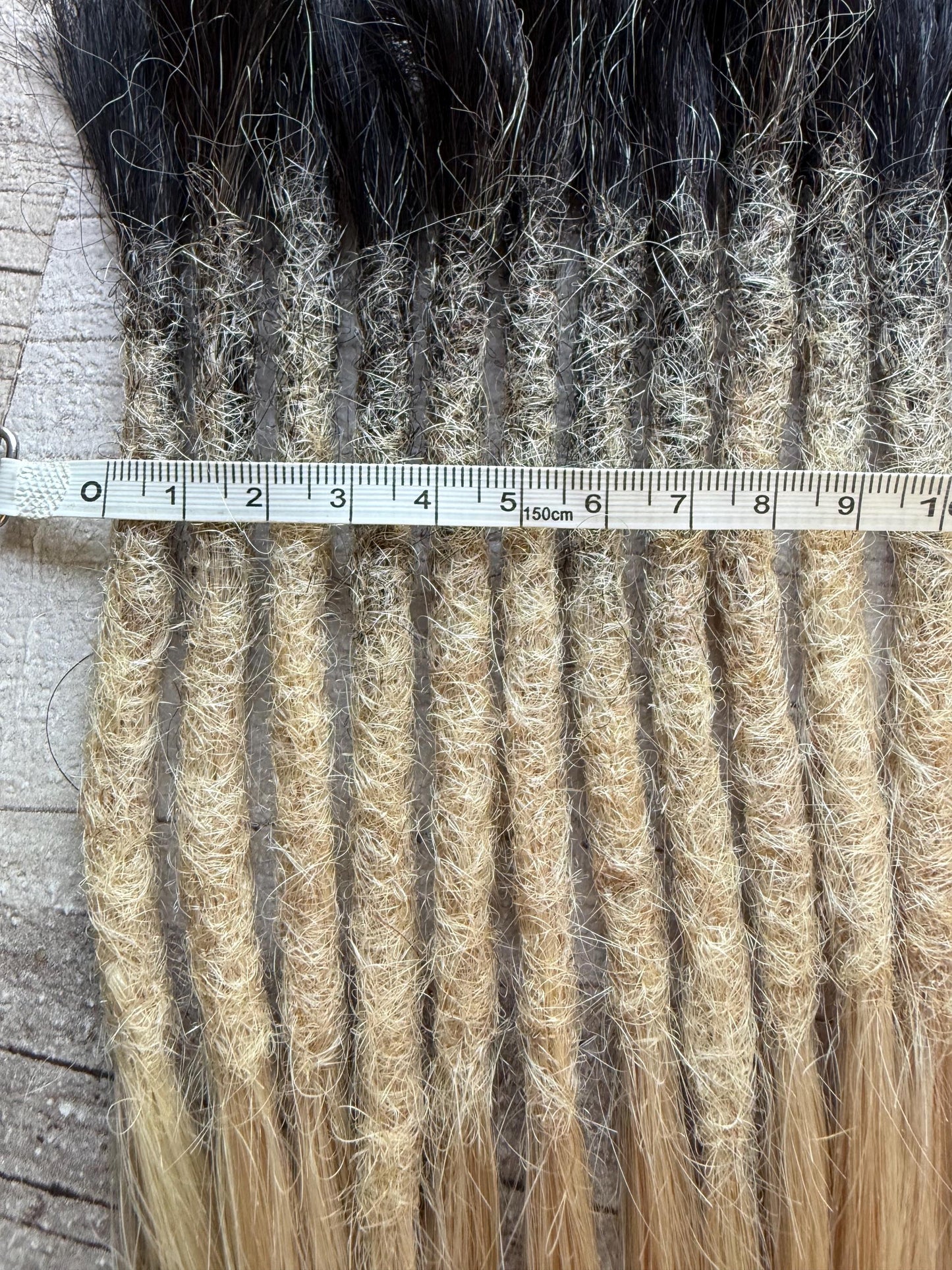 Ombre Platinum Blonde Black 100% Human Hair Dreadlock Extensions 14 Inch