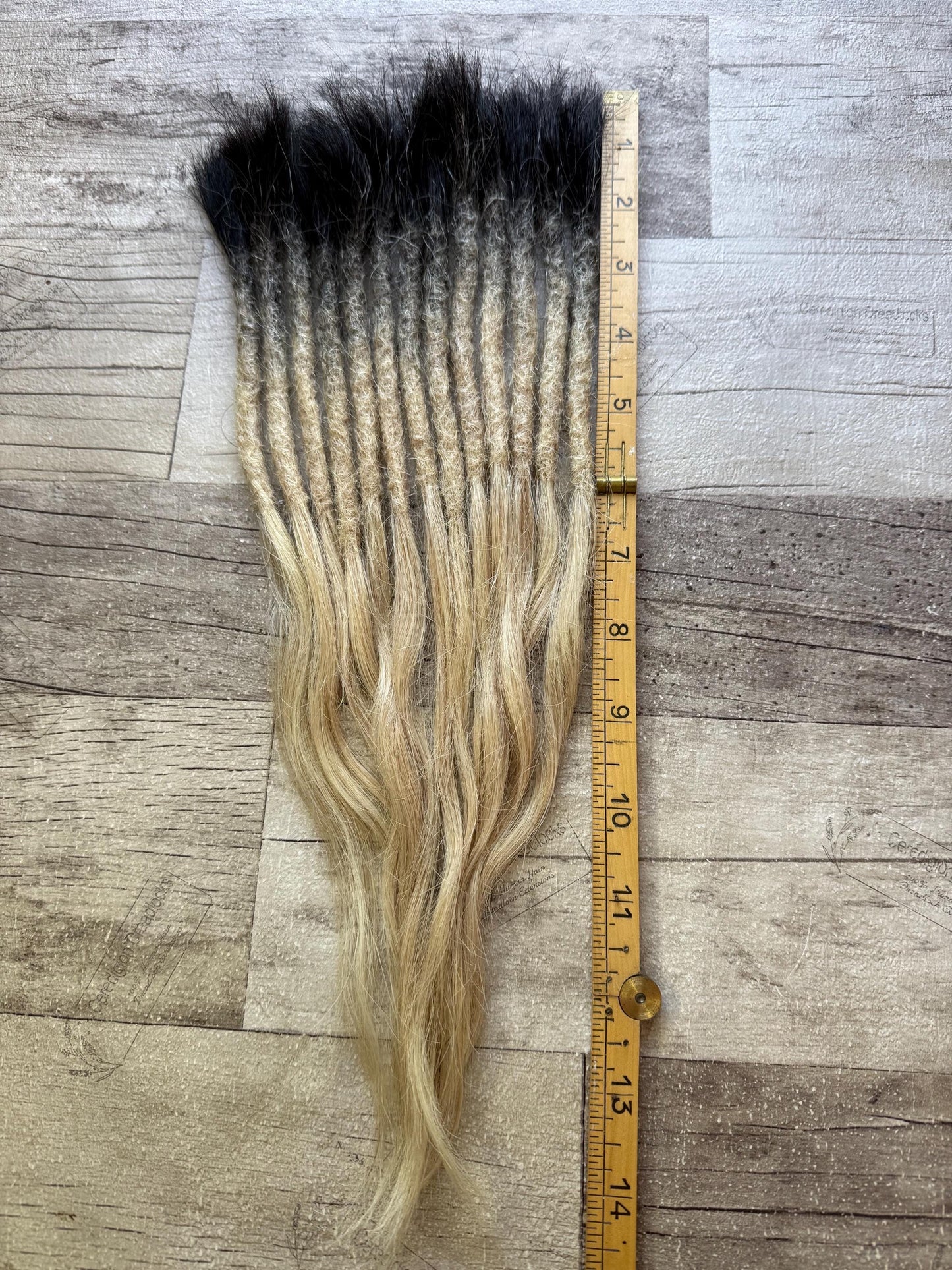 Ombre Platinum Blonde Black 100% Human Hair Dreadlock Extensions 14 Inch