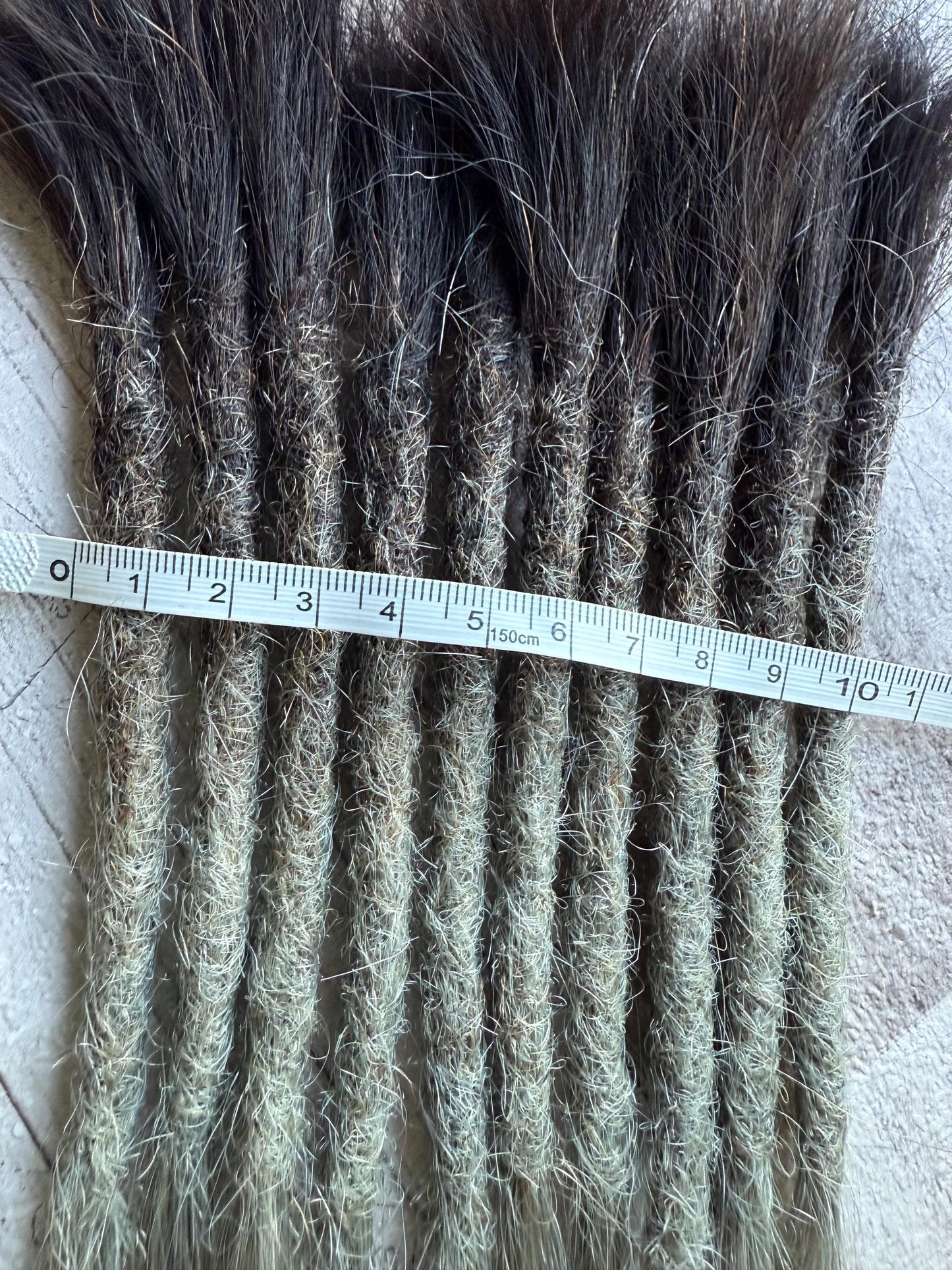 Grey Ombre Black Brown 100% Human Hair Dreadlock Extensions 14 Inch