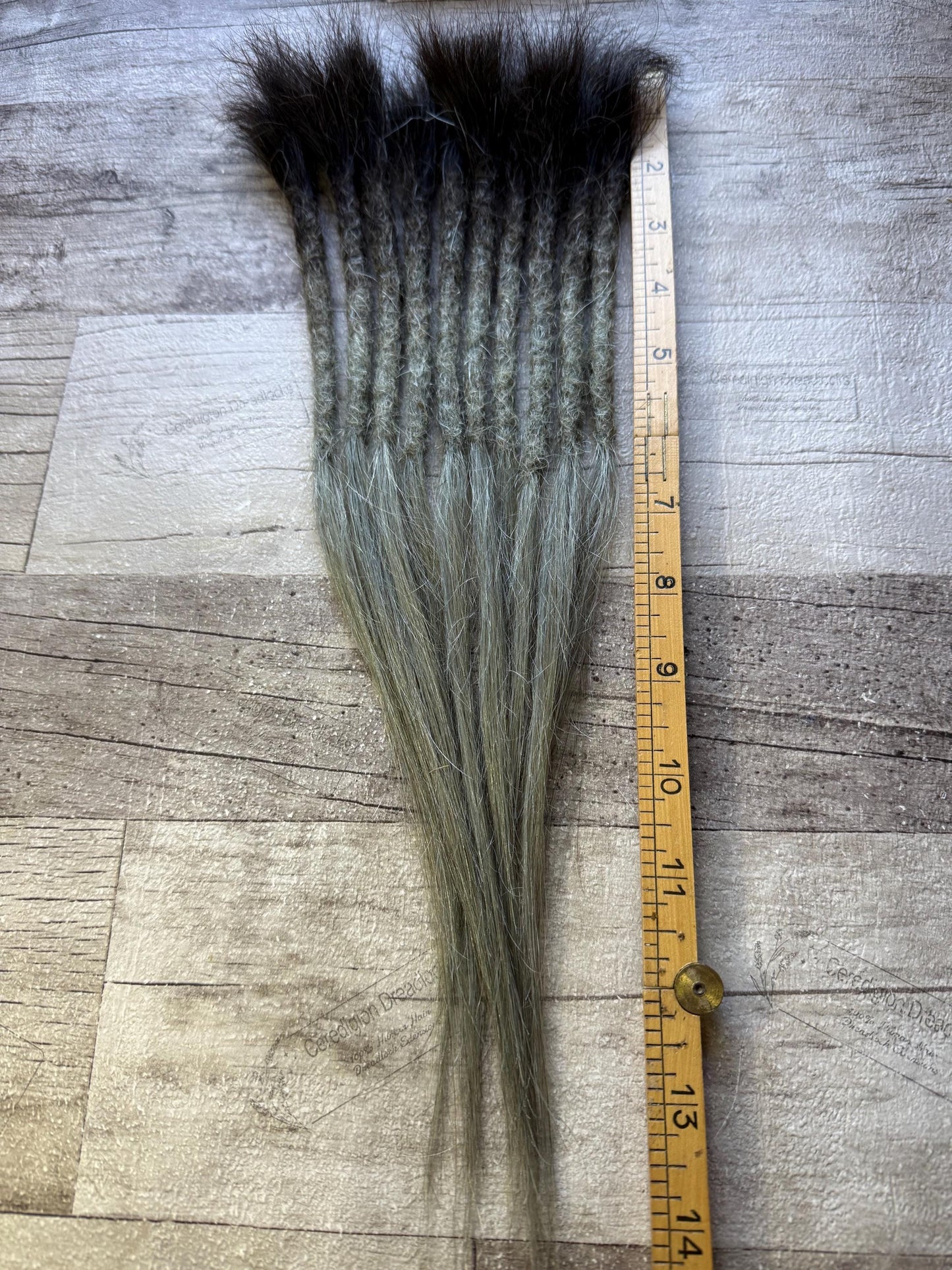 Grey Ombre Black Brown 100% Human Hair Dreadlock Extensions 14 Inch