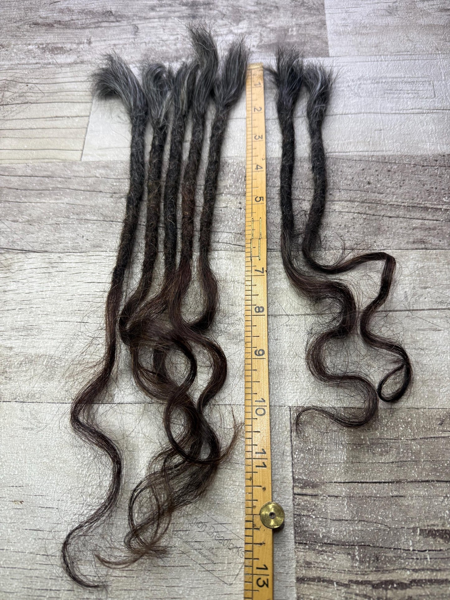x7 Raw Salt Pepper Brown 100% Human Hair Dreadlock Extensions 15 Inch Curl Wavy