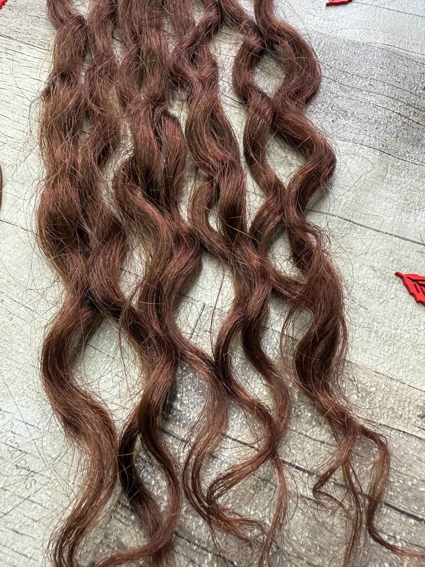 Mahogany Brown100% Human Hair Dreadlock Extensions 17 Inch Curl Wavy