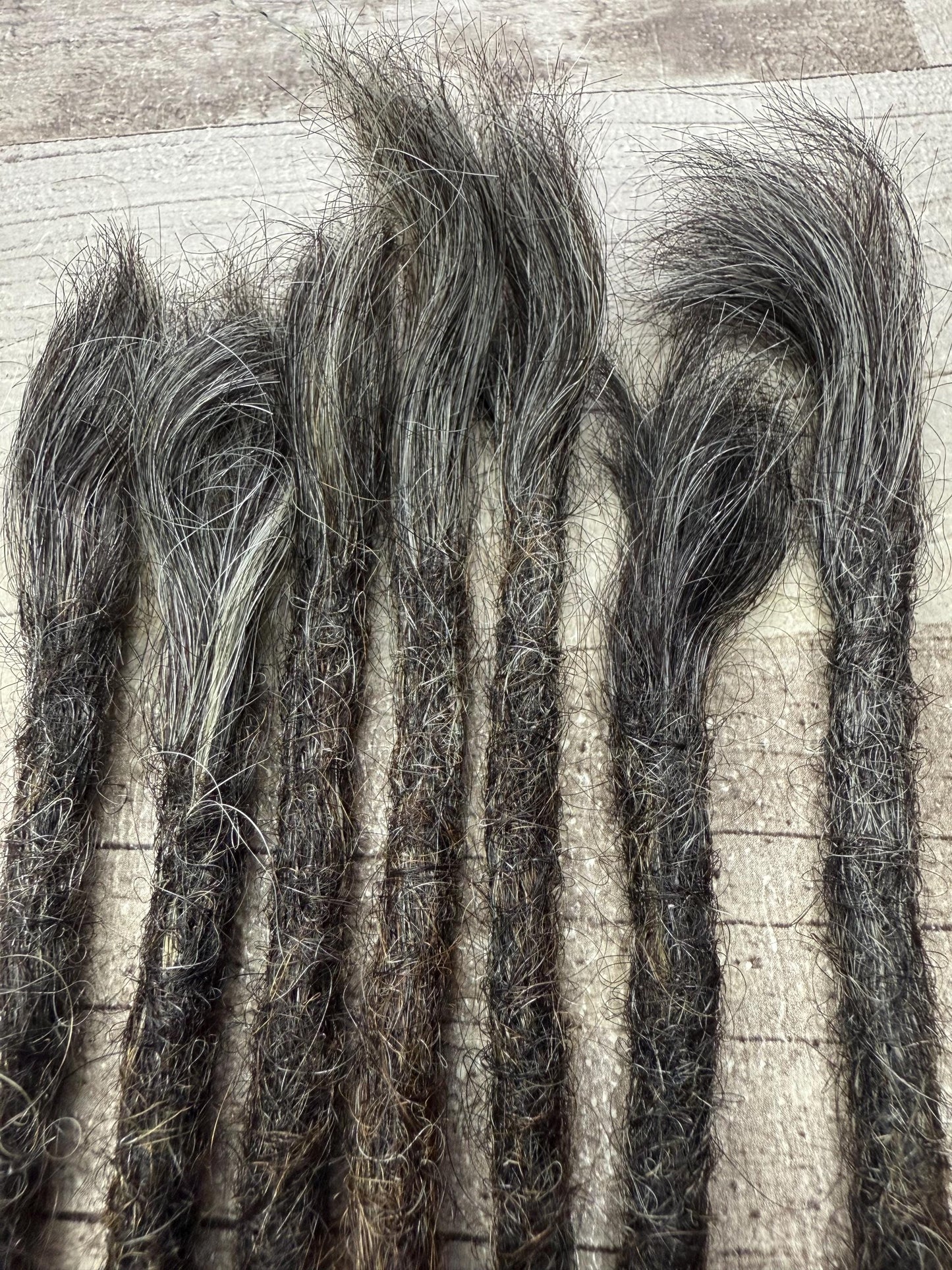 x7 Raw Salt Pepper Brown 100% Human Hair Dreadlock Extensions 15 Inch Curl Wavy