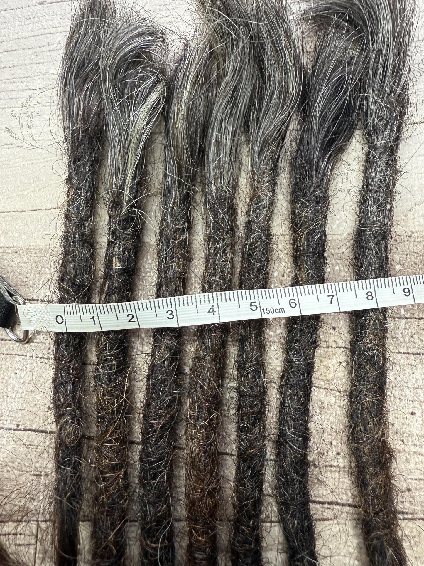 x7 Raw Salt Pepper Brown 100% Human Hair Dreadlock Extensions 15 Inch Curl Wavy