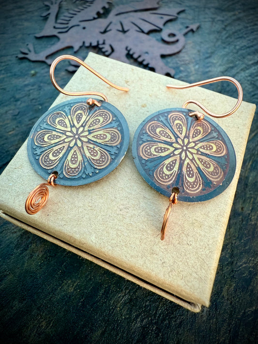 Copper Flower Earrings - Ceredigion Dreadlocks