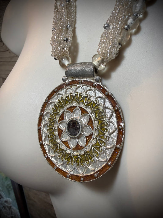 Glass Beaded Flower Necklace - Ceredigion Dreadlocks