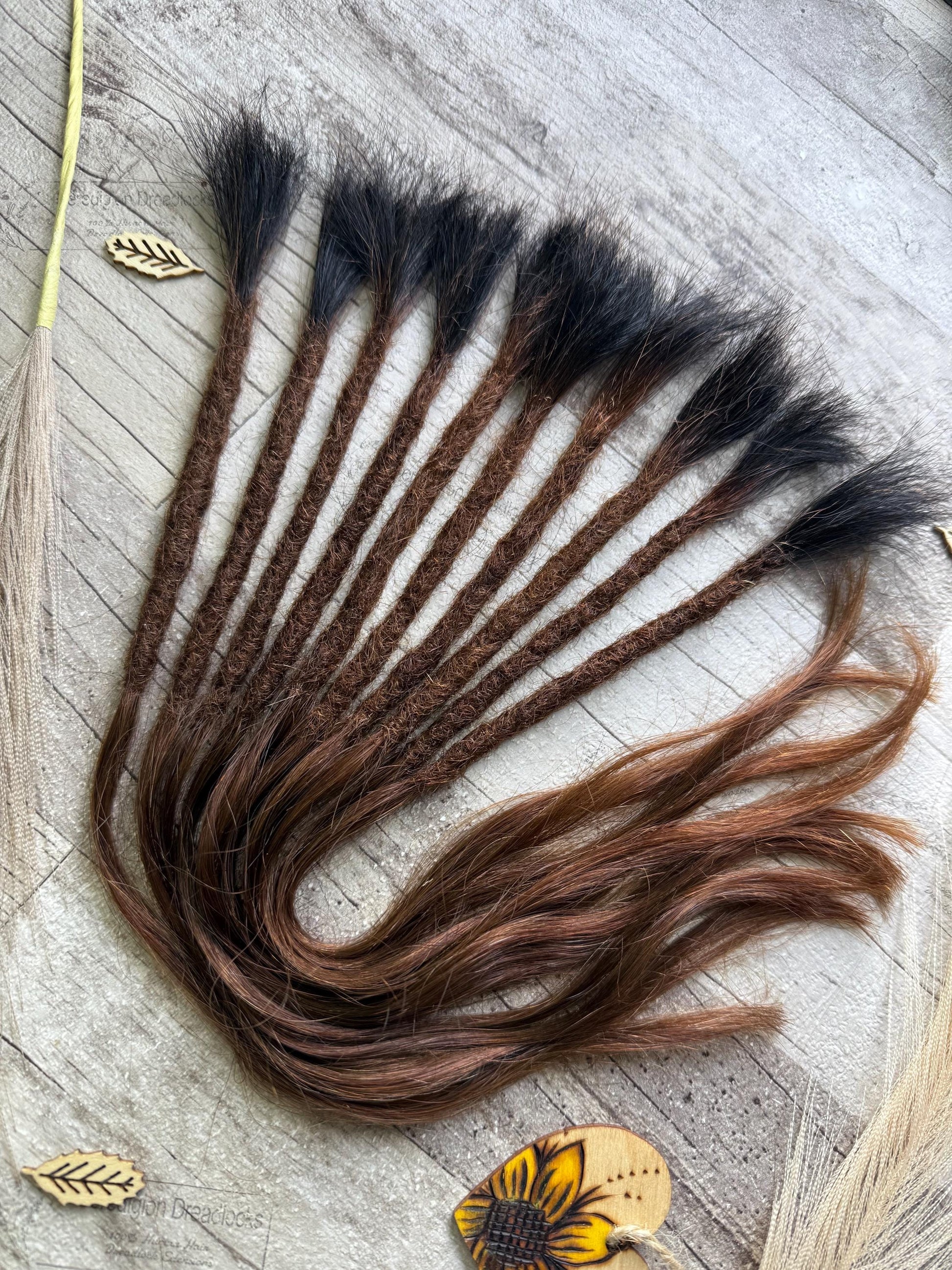Raw Double Drawn Brown Auburn Ombre 15 Inch Extensions - Ceredigion Dreadlocks
