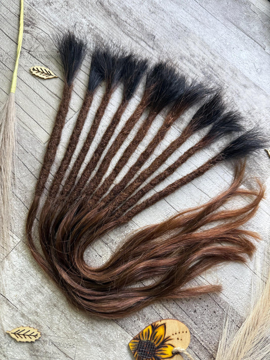 Raw Double Drawn Brown Auburn Ombre 15 Inch Extensions - Ceredigion Dreadlocks
