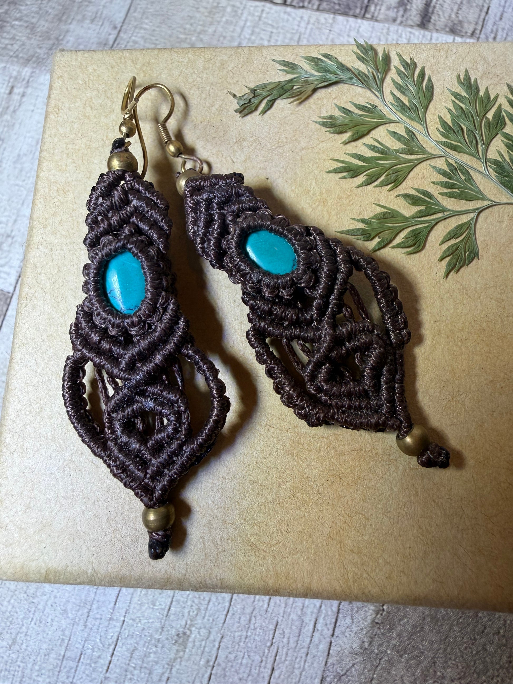 Macrame Earrings - Brown - Ceredigion Dreadlocks