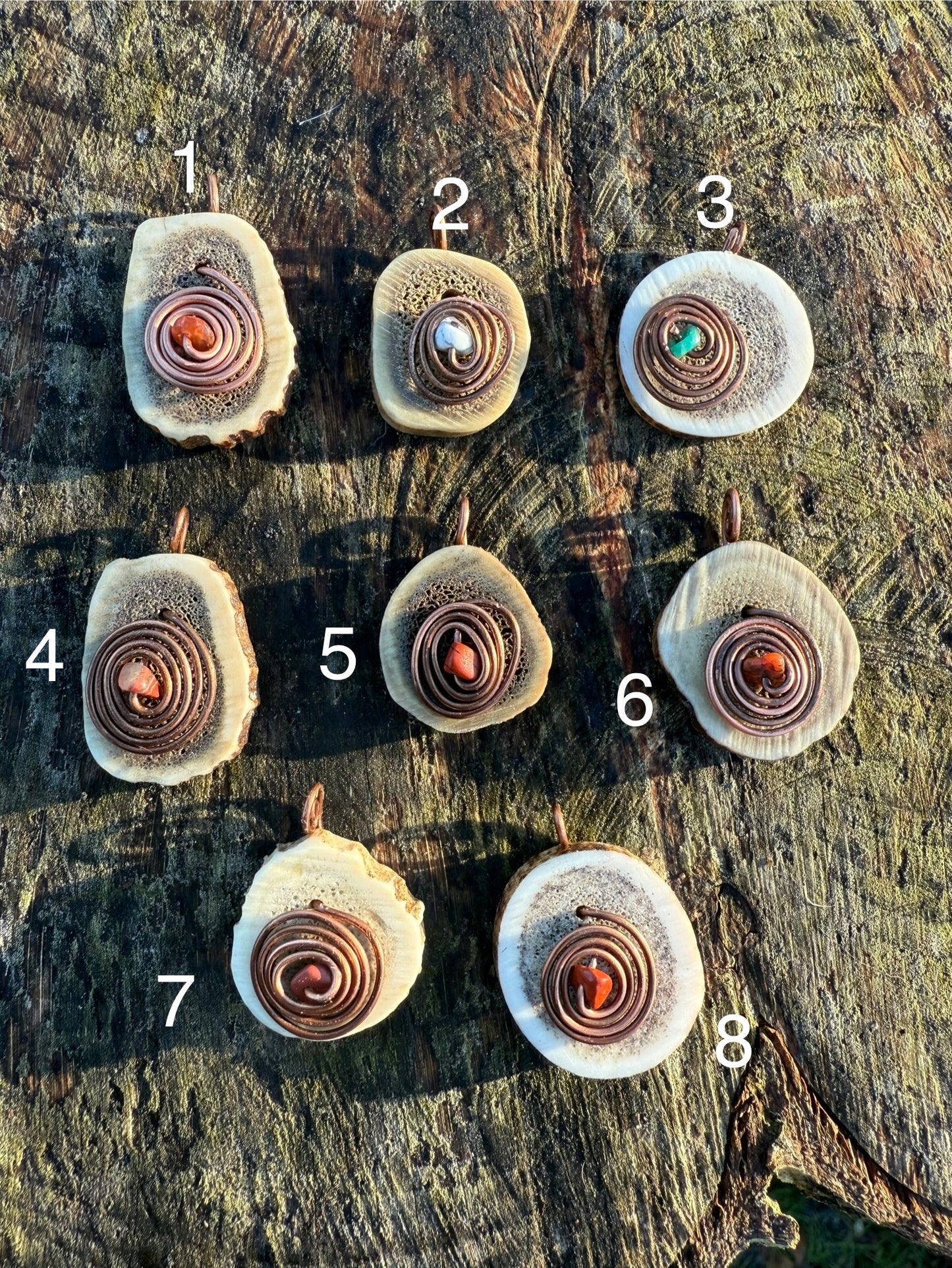 Antler, Copper and Crystal Pendant