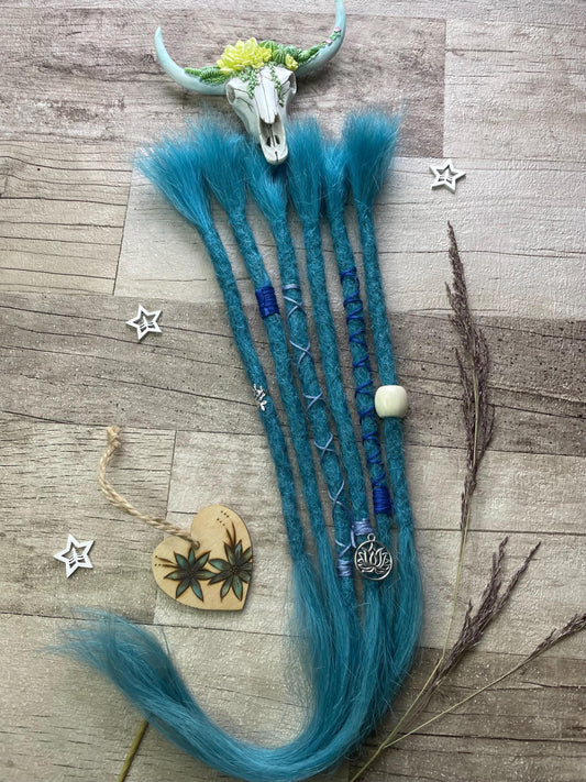 Blue Turquoise 18 Inch Decorated Extensions - Ceredigion Dreadlocks