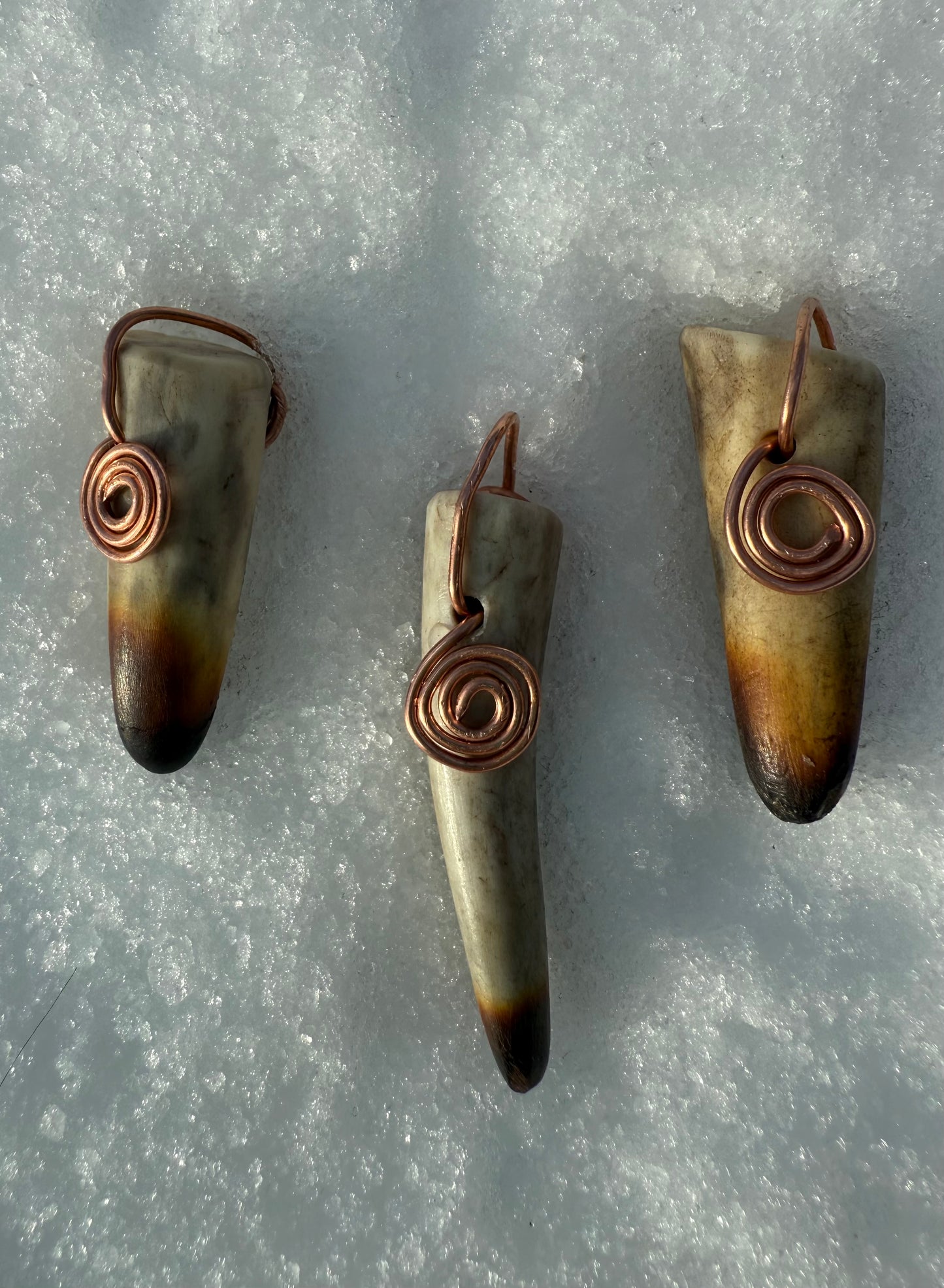 Antler Bag Charm/Pendant with Cooper and Burnt Tip